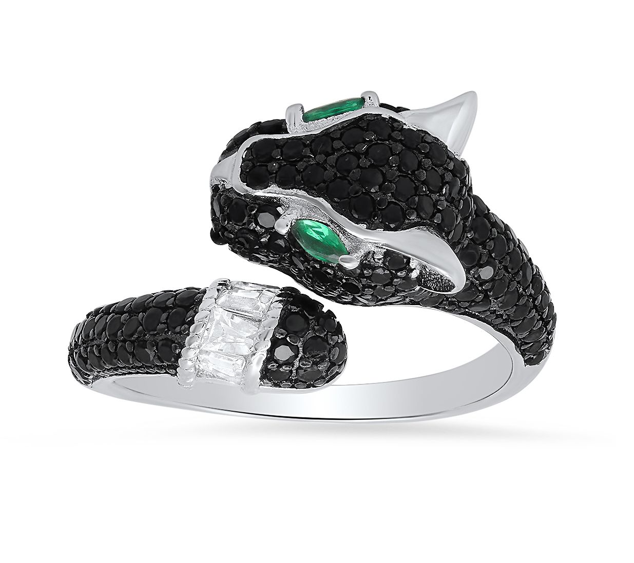 Sterling Silver Black Panther Cubic Zirconia  Ring