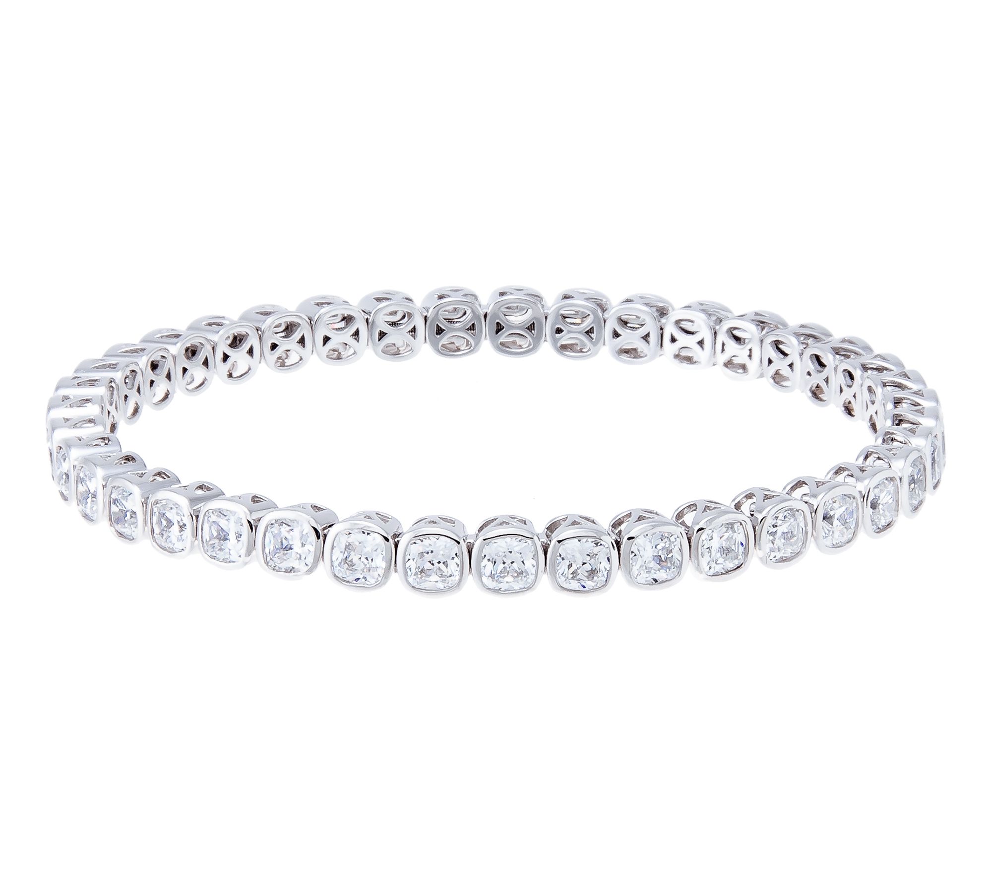 Diamonique Cushion Stretch Tennis Bracelet, Sterling Silver