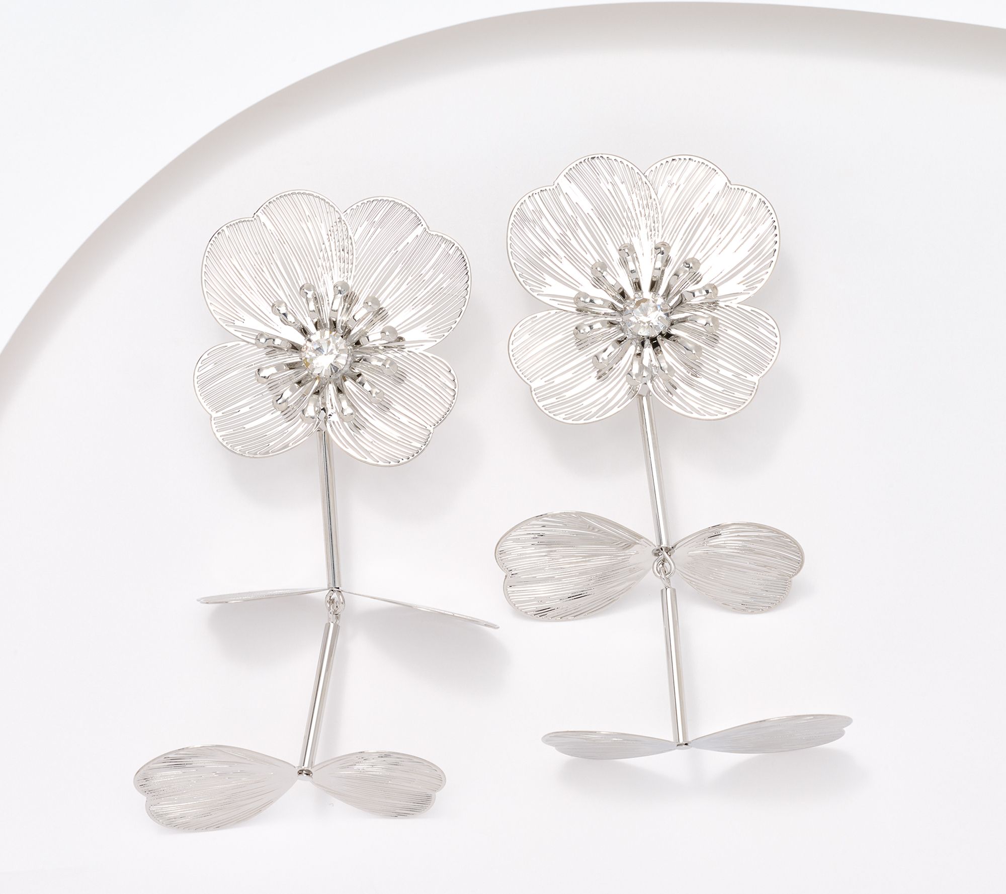 "As Is" Susan Graver Metal Flower Drop Earrings