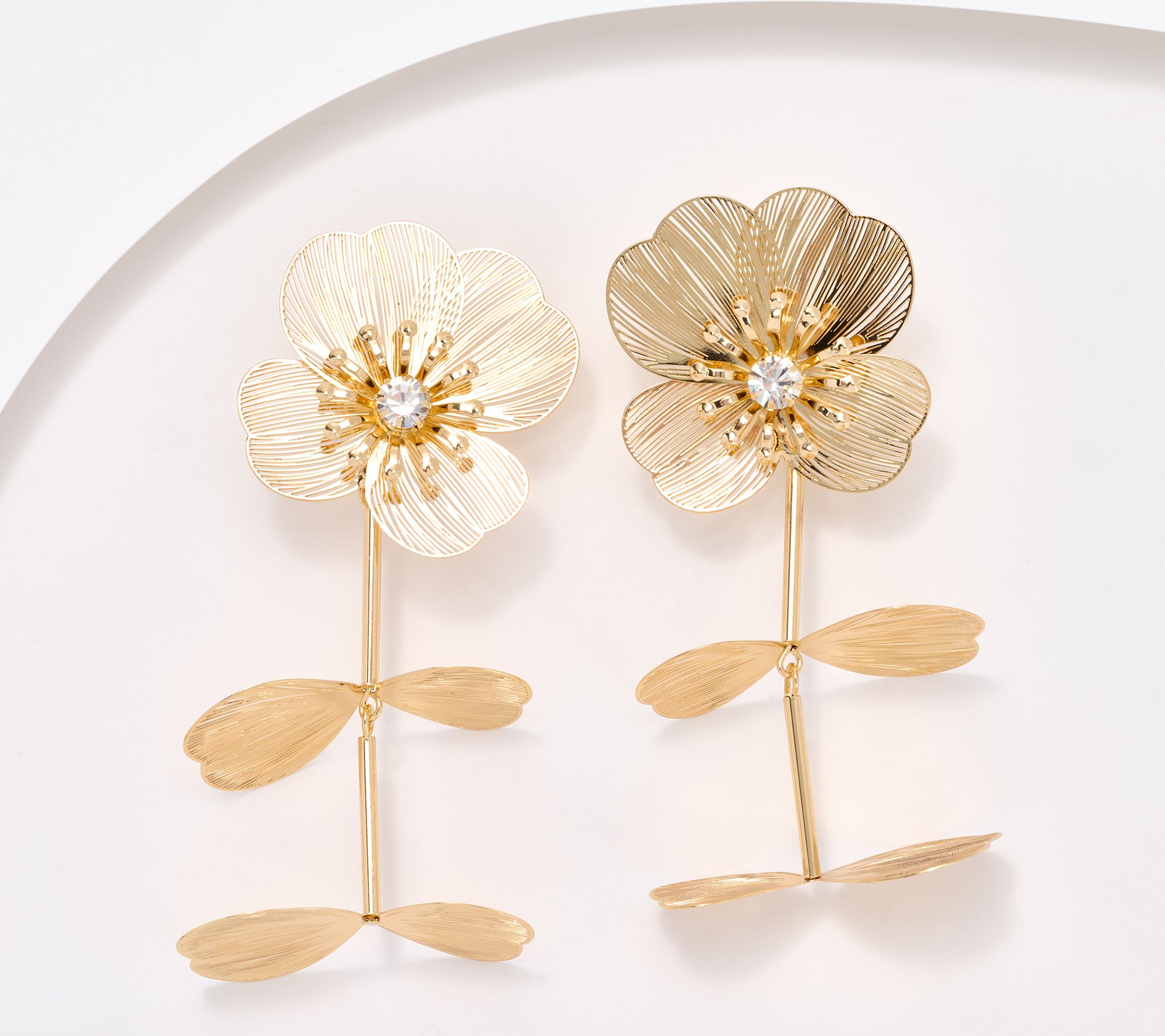 "As Is" Susan Graver Metal Flower Drop Earrings