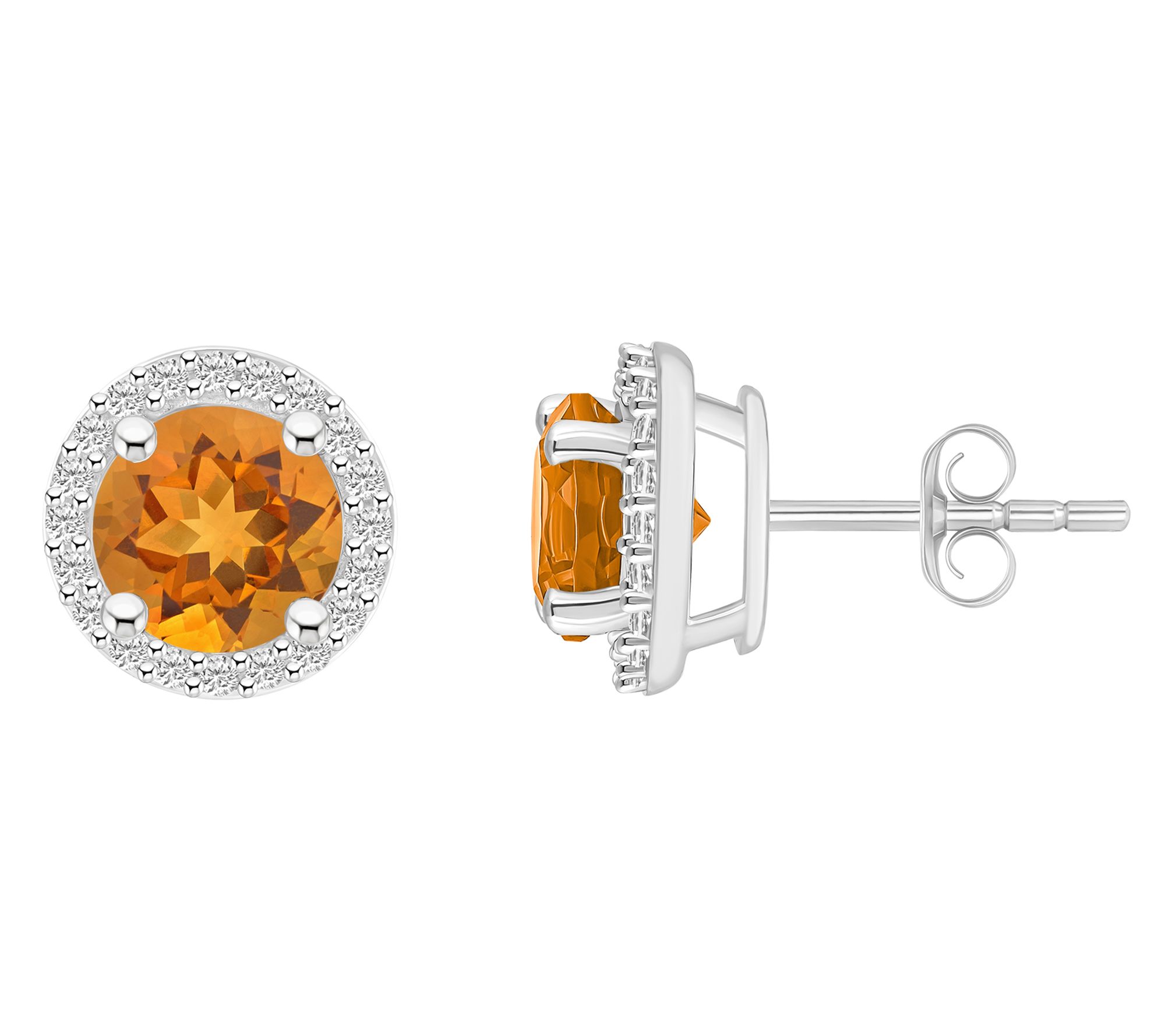 Affinity Gems Round Gemstone Halo Stud Earrings, 10K Gold