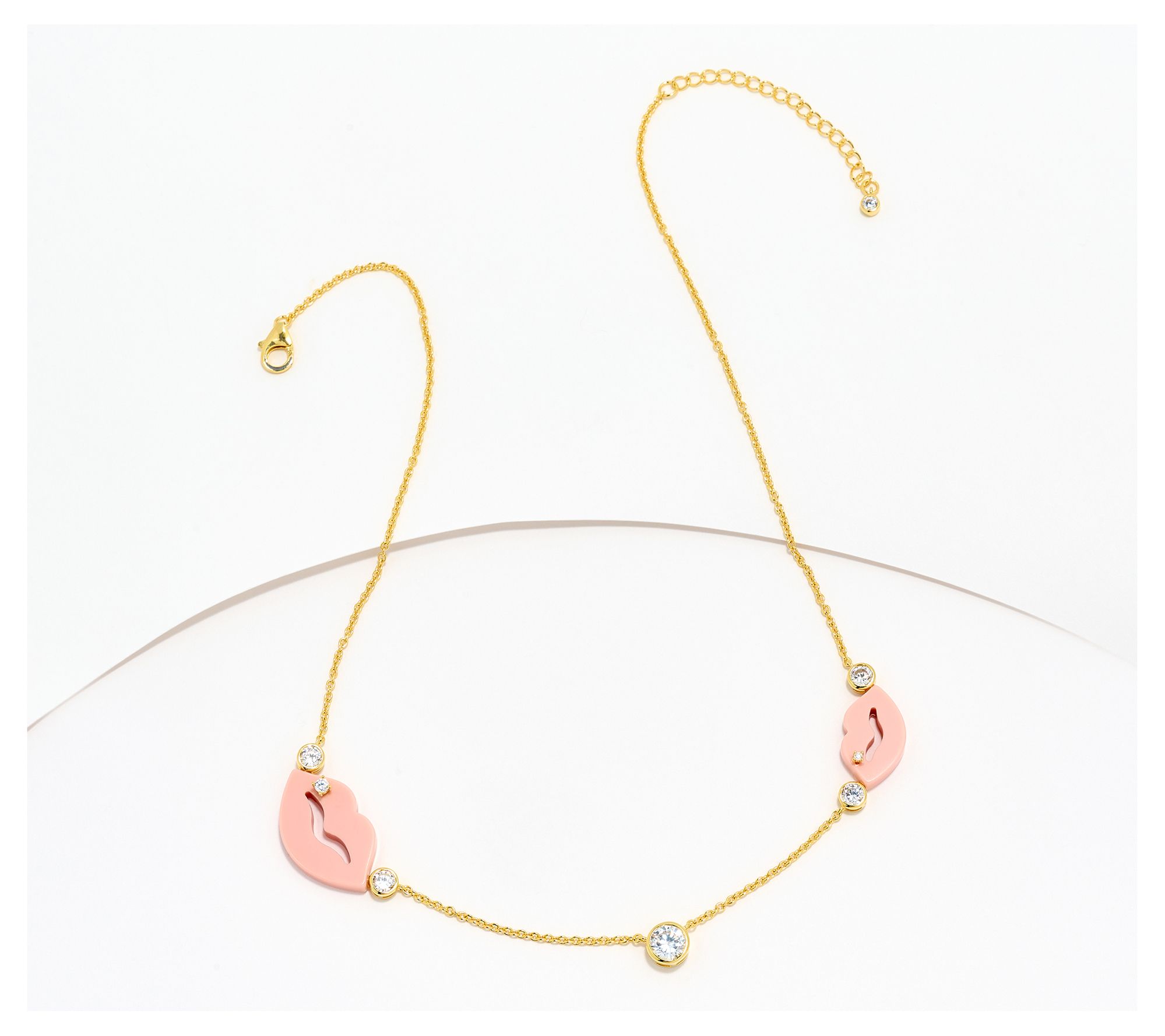 Diamonique x Melissa McGoff Lips Motif Necklace, Sterling Silver