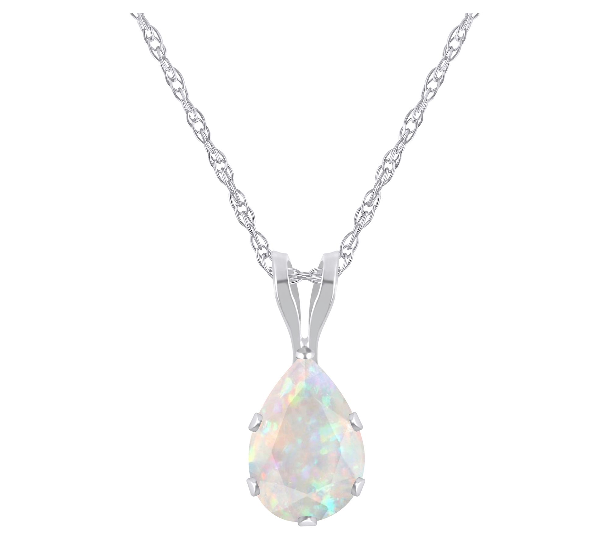Affinity Gems Pear Created Gemstone Necklace, 10K White Gold