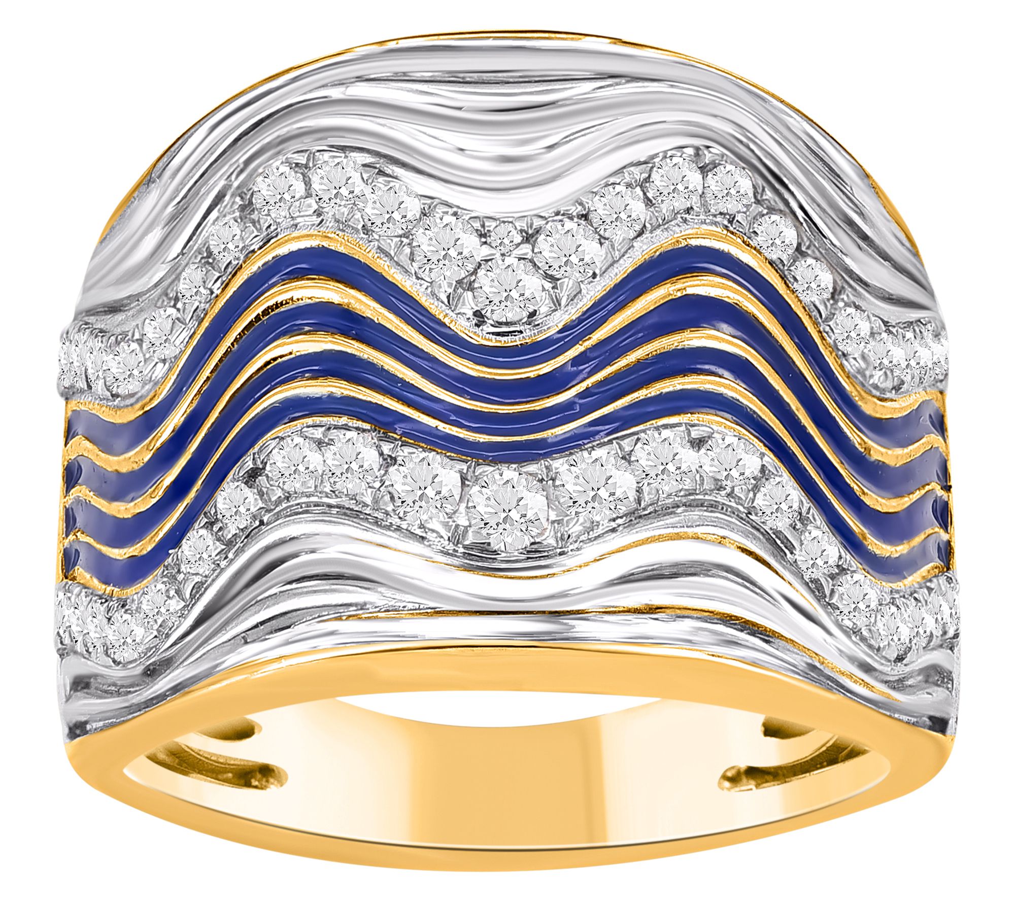 Affinity Diamonds 0.50 cttw Men's Blue Enamel Ring, 14K Gold