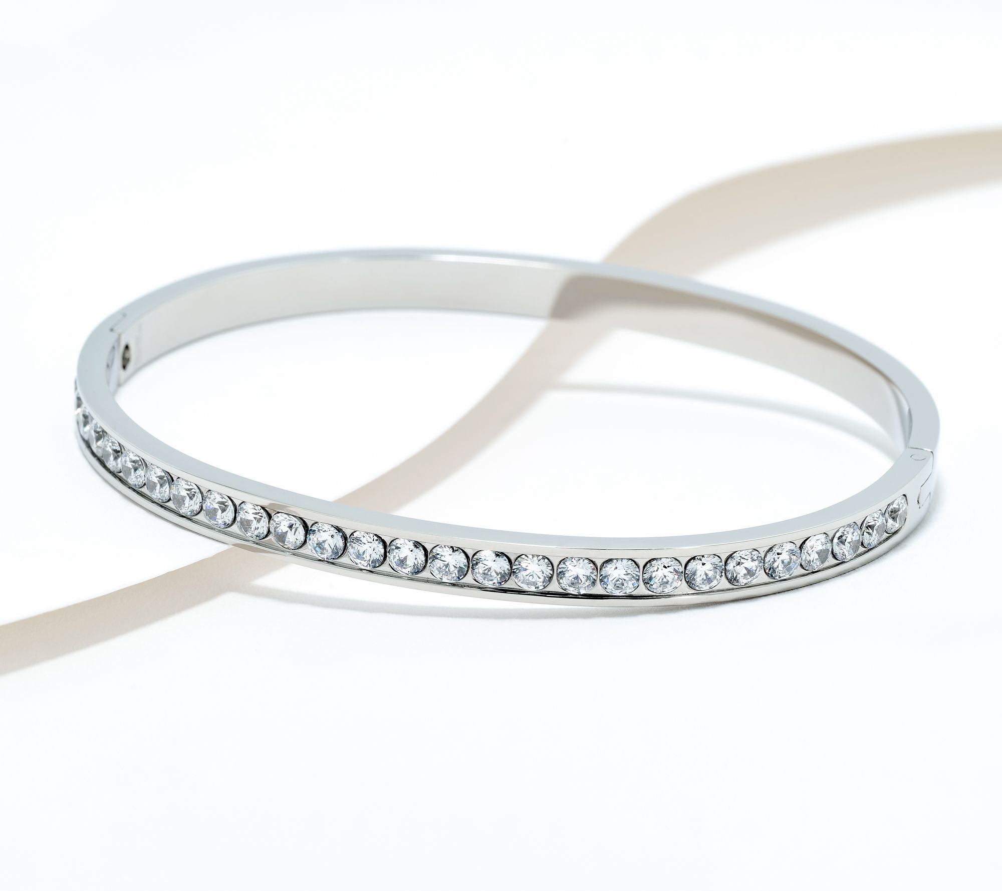 Steel by Diamonique Round Cut Pave Bangle