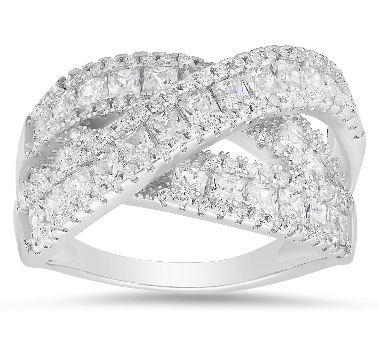 Diamonique Crossover Highway Statement Ring, Sterling Silver