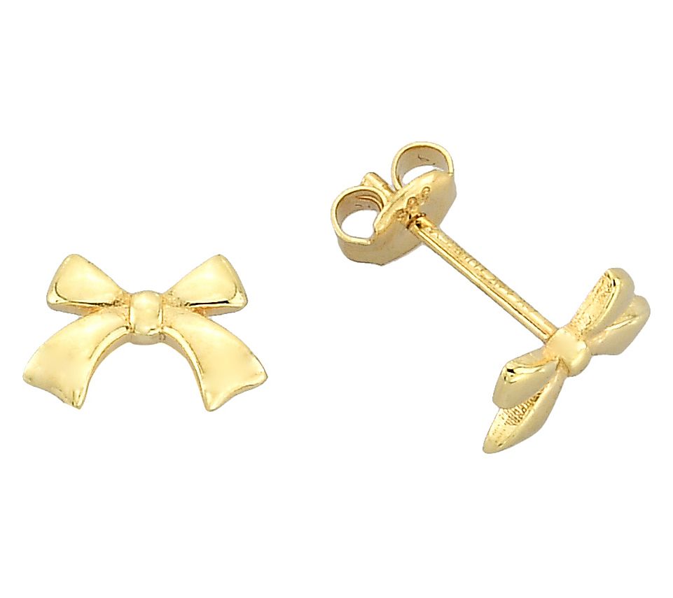 Adorna 14K Gold Bow Polished Stud Earrings