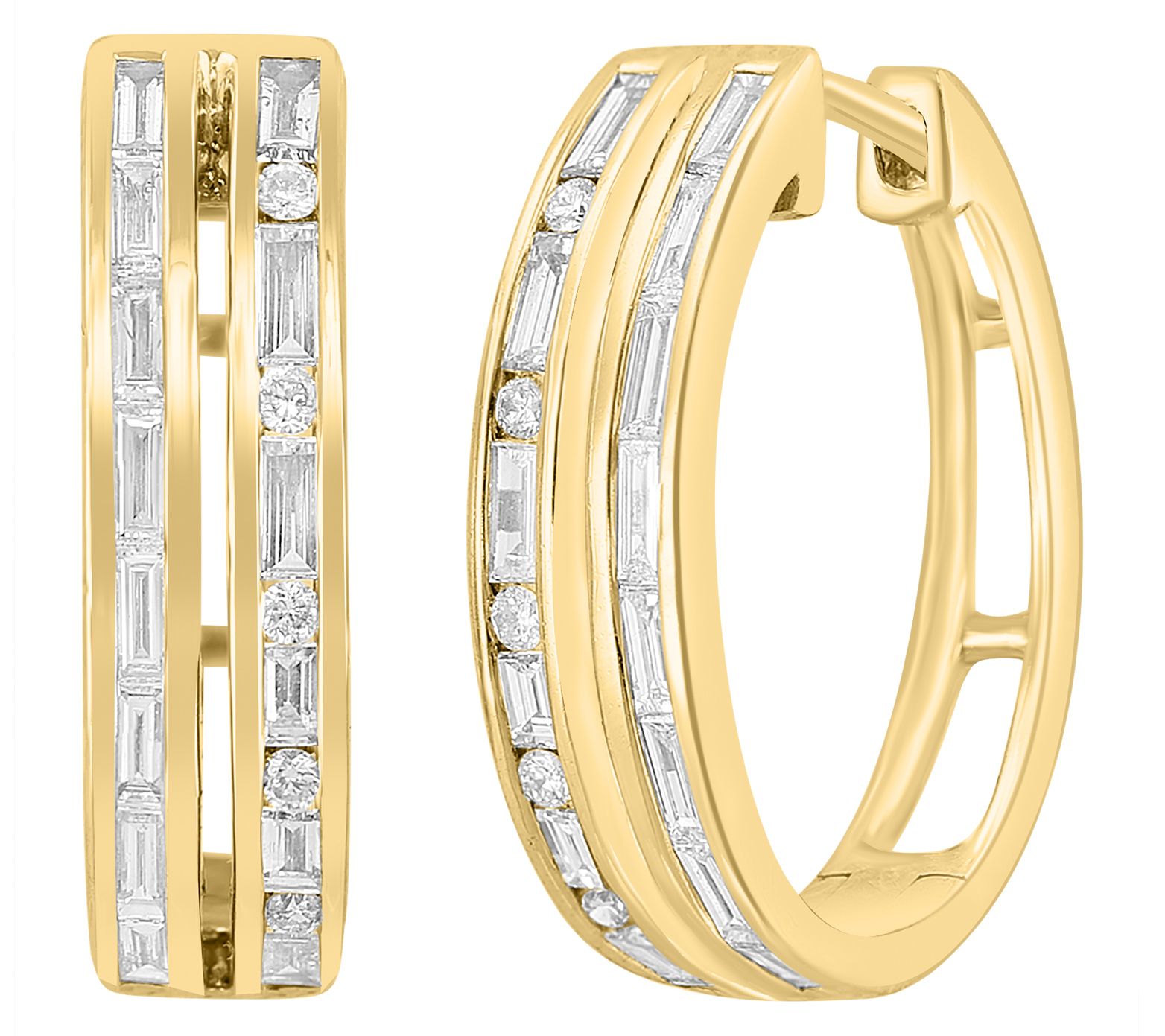 Effy 0.60 cttw Diamond Band Hoop Earrings, 14KGold