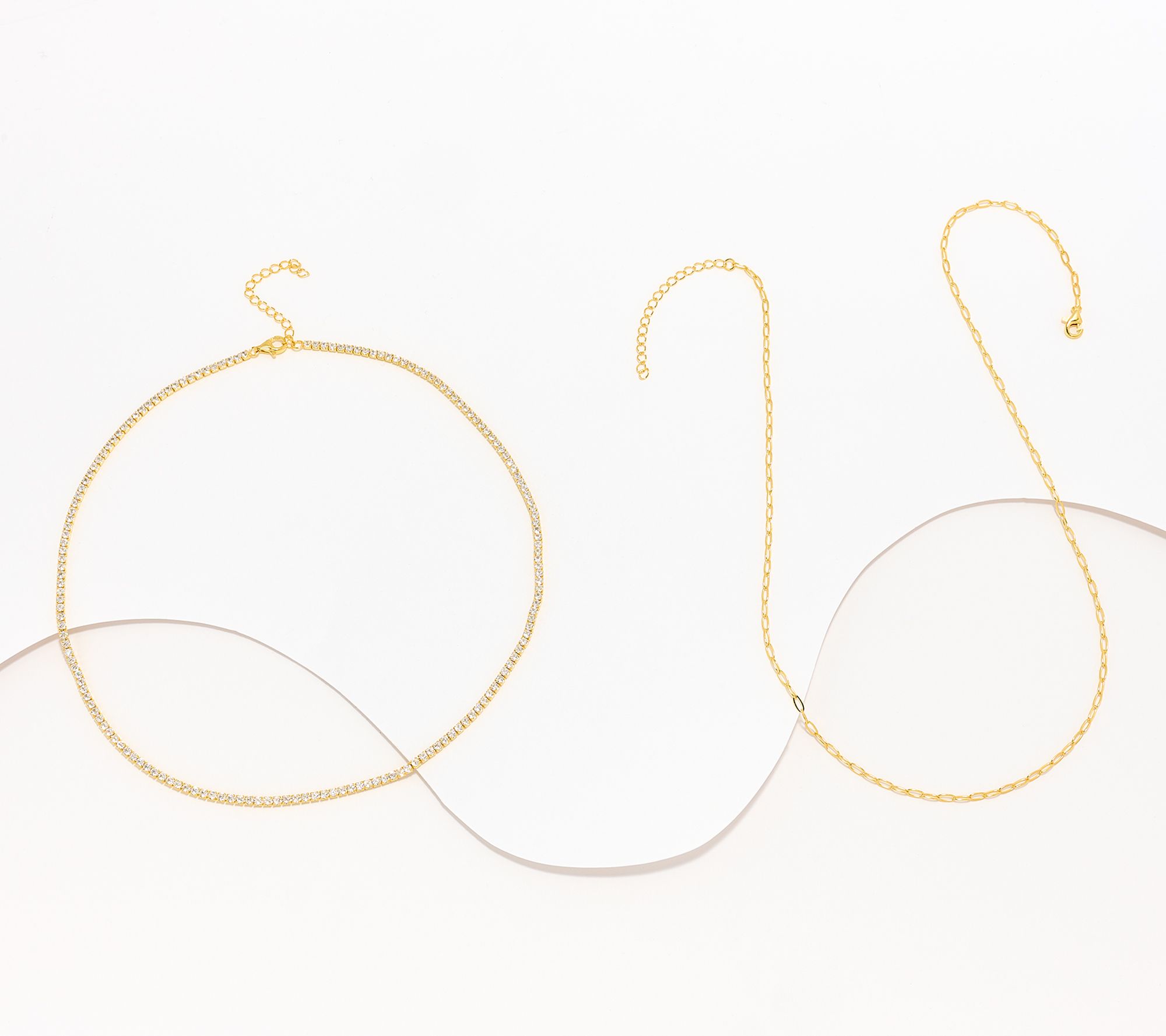 "As Is" Diamonique Layered Tennis & Paperclip Necklace, Sterl