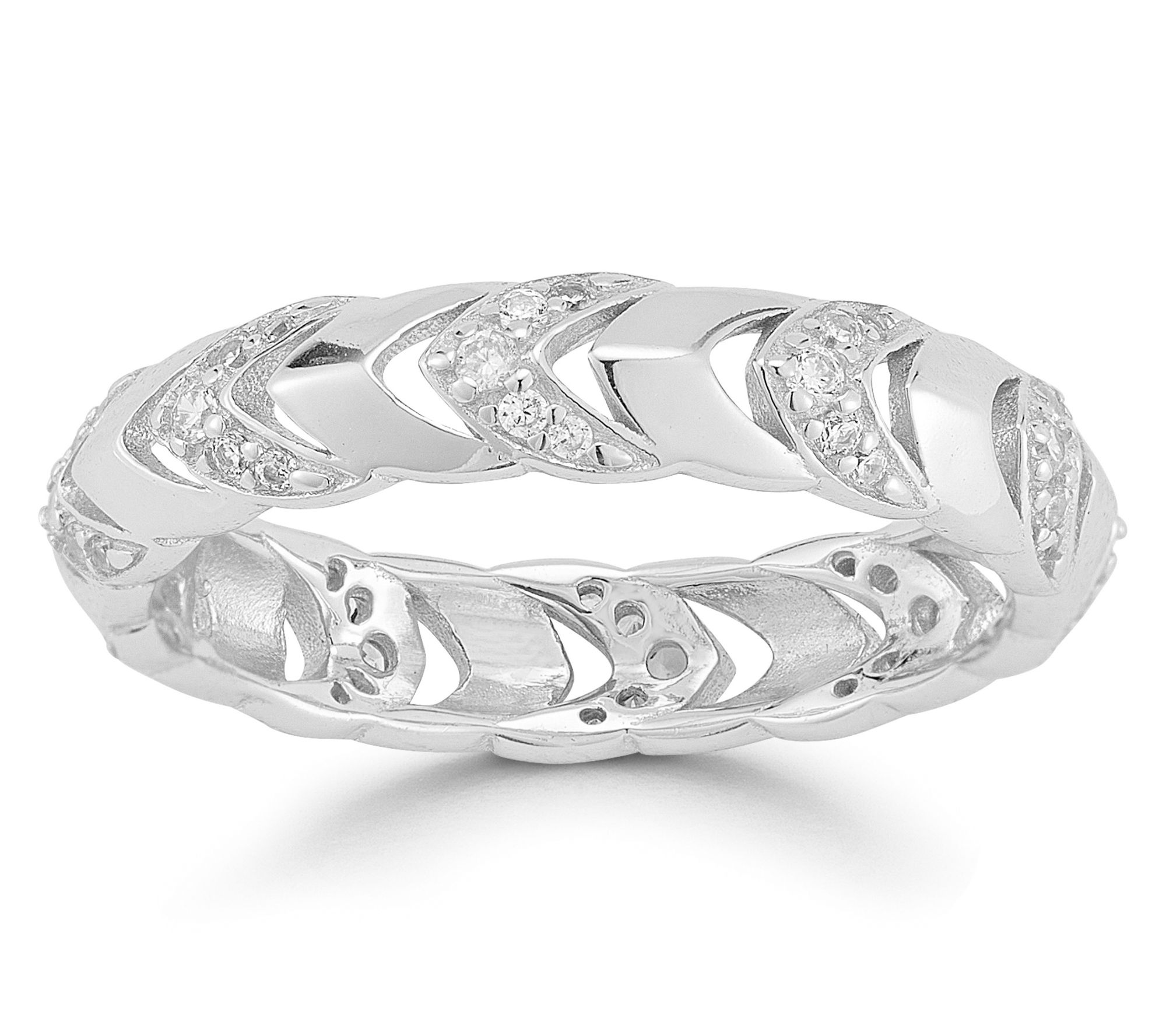 Sterlina Silver Pave Chevron Ring, Sterling