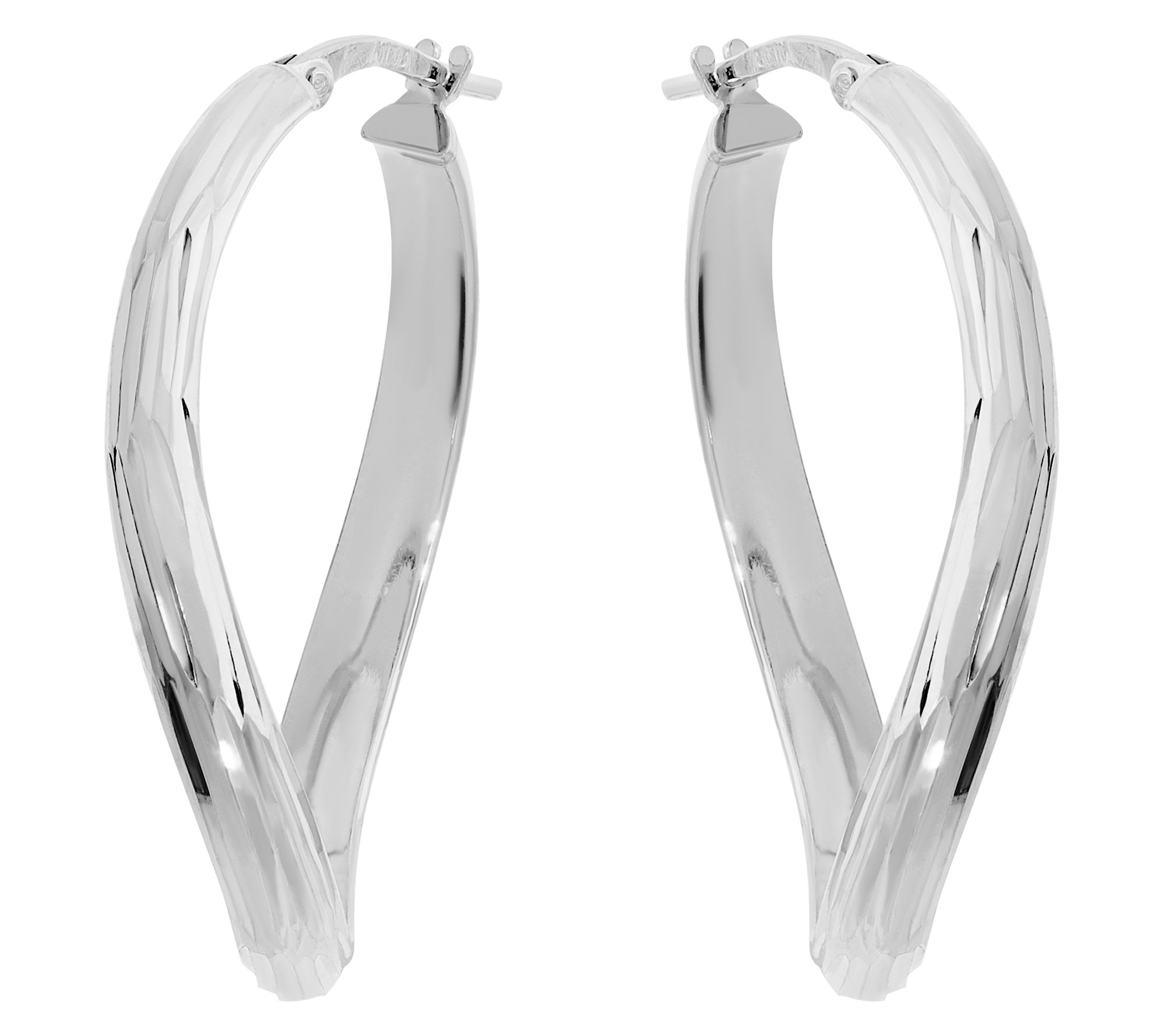 Louis Dell'Olio Sterling Diamond Cut Wave HoopEarrings