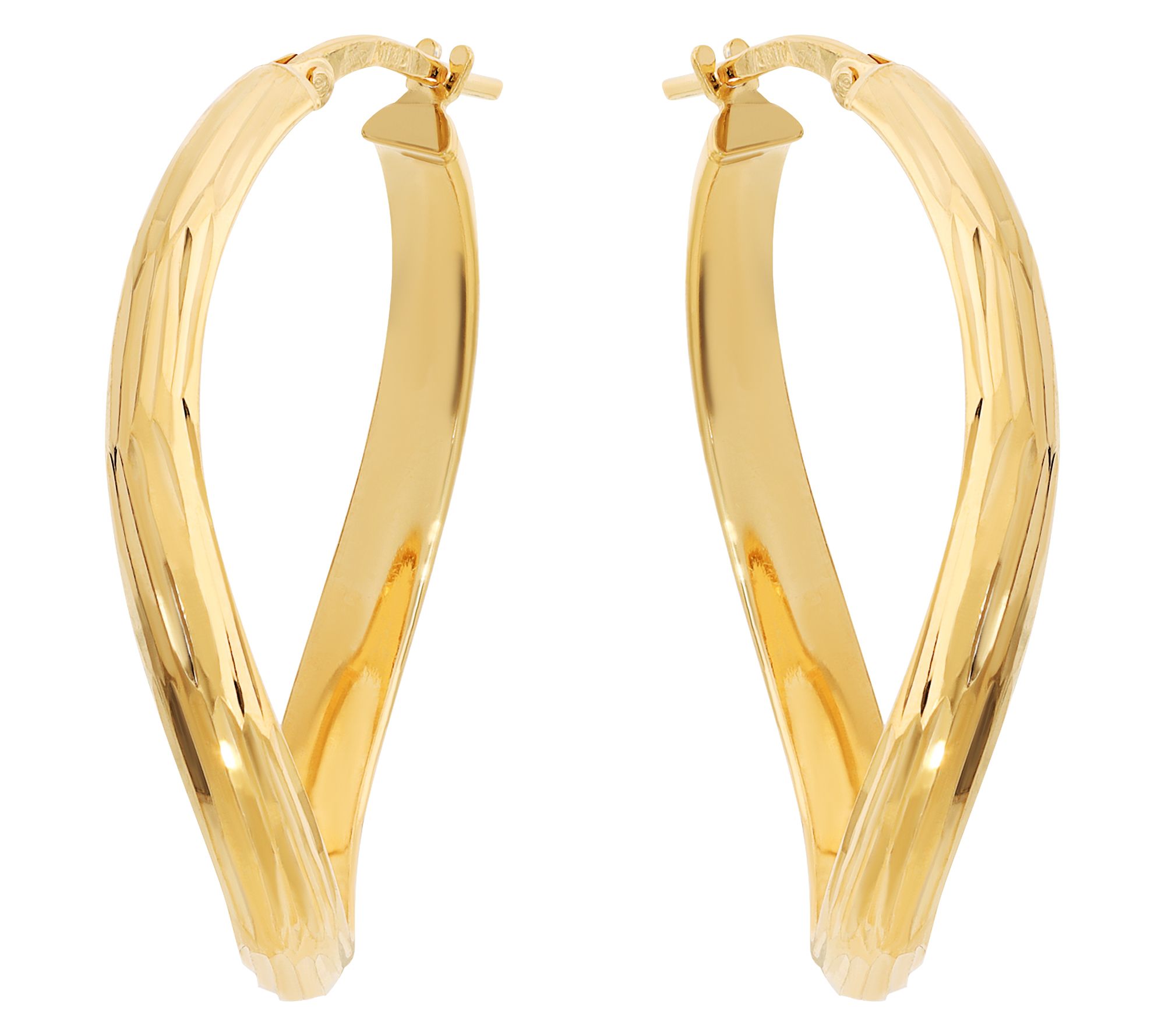 Louis Dell'Olio Sterling Diamond Cut Wave HoopEarrings