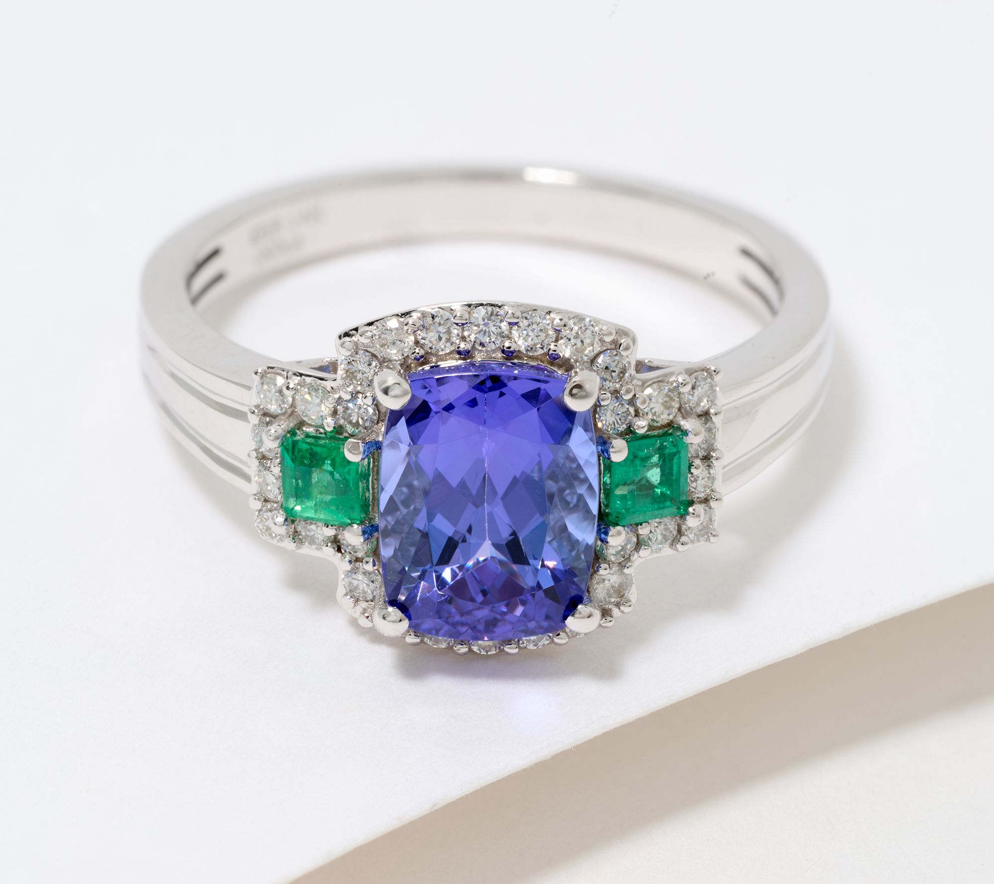 Affinity Gems Tanzanite, Emerald & Diamond Ring, 14K Gold