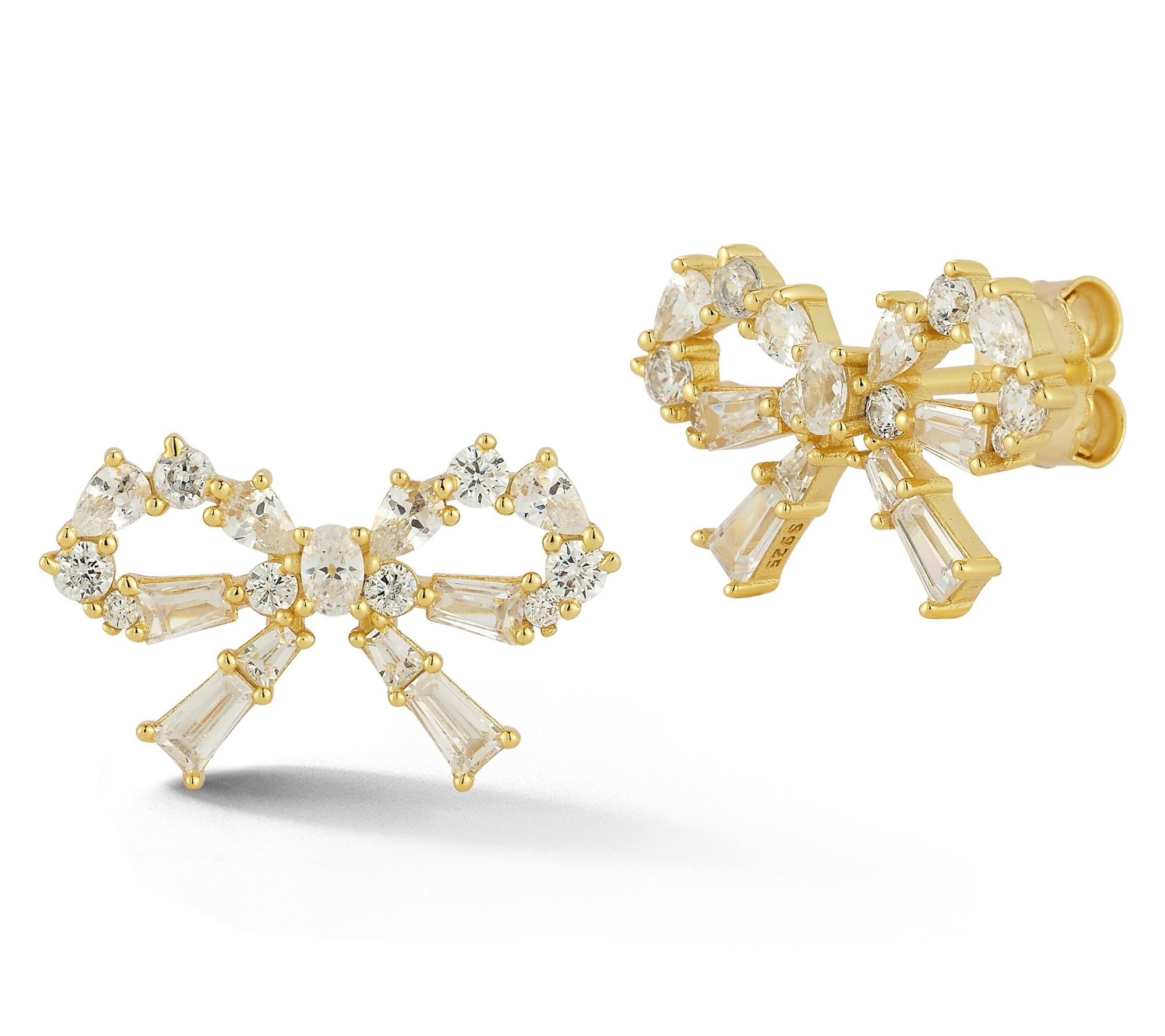 Rachel Zoe Pave Open Bow Stud Earrings, Sterling - QVC.com