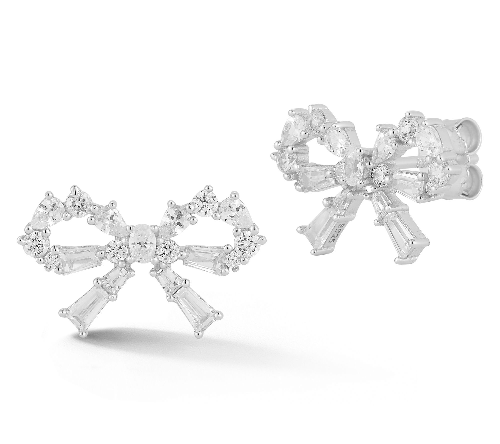 Rachel Zoe Pave Open Bow Stud Earrings, Sterling