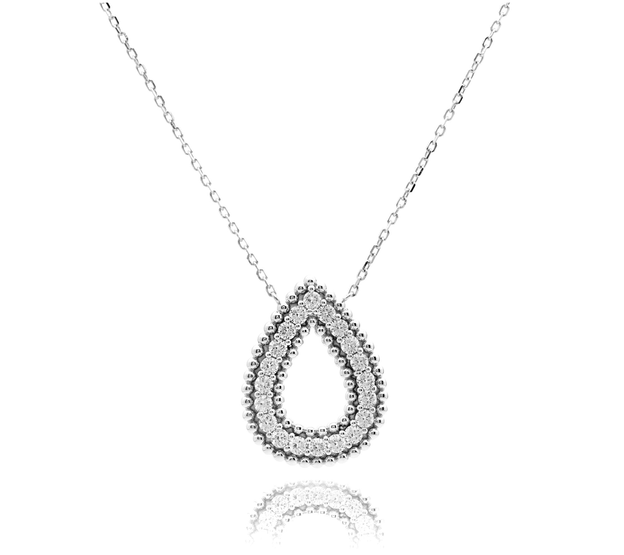 Diamonique Open Teardrop Necklace, Sterling Silver