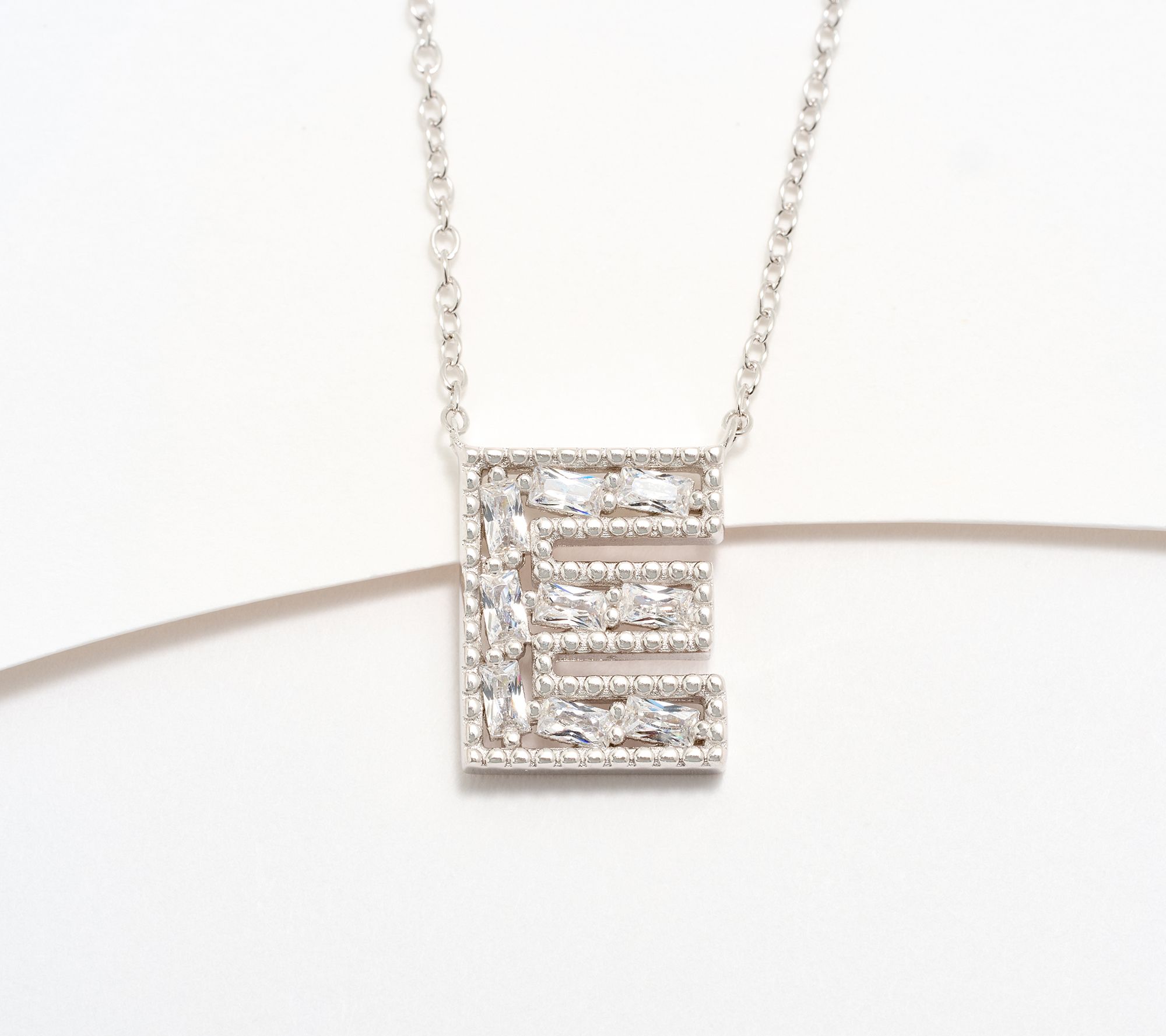Diamonique Pave Initial Necklace, Sterling Silver