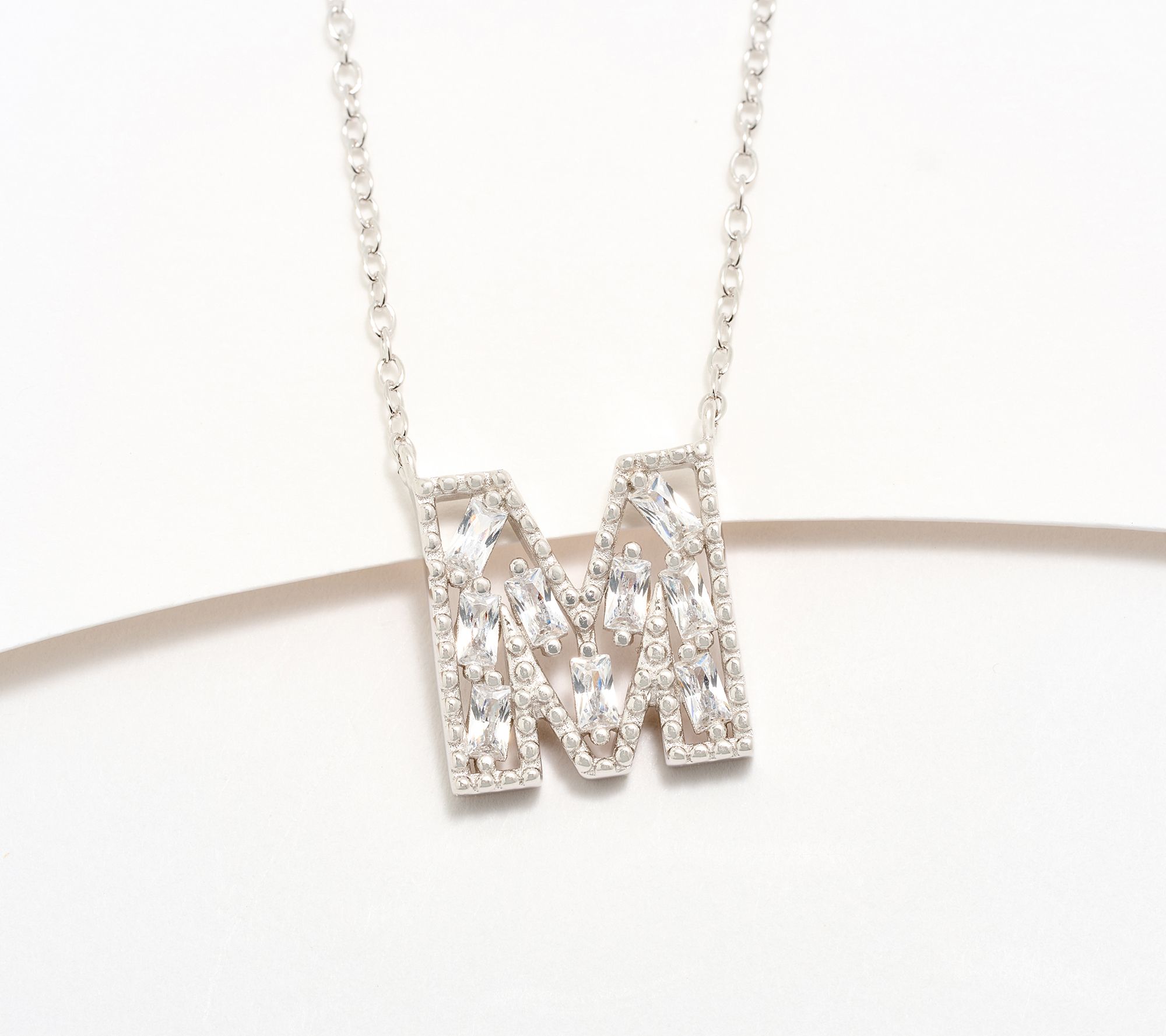 Diamonique Pave Initial Necklace, Sterling Silver