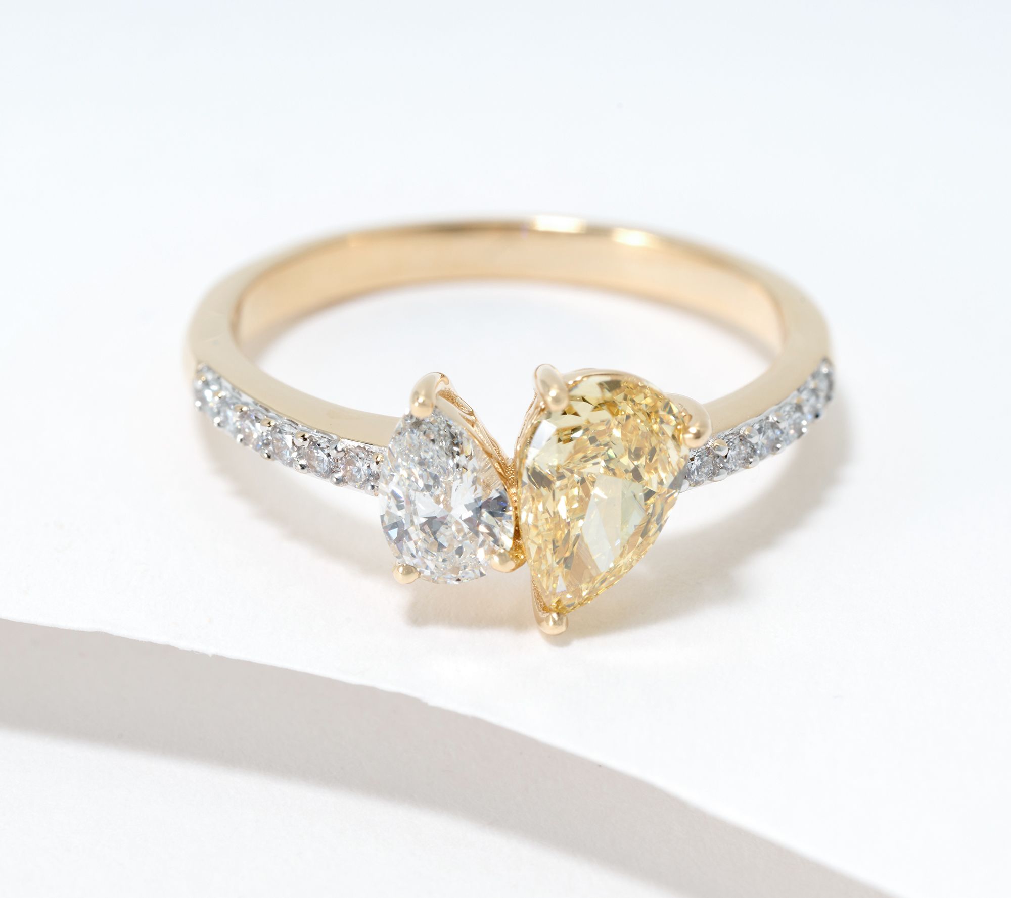  Fire Light Lab Grown Diamond 1.30 cttw Yellow Pear Ring, 14K
