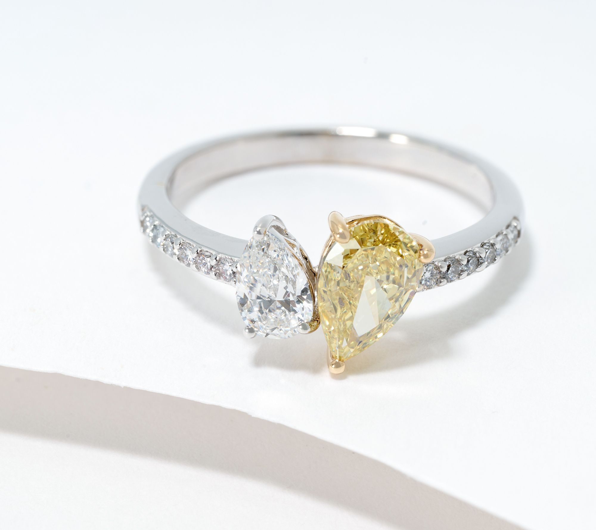 Fire Light Lab Grown Diamond 1.30 cttw Yellow Pear Ring, 14K