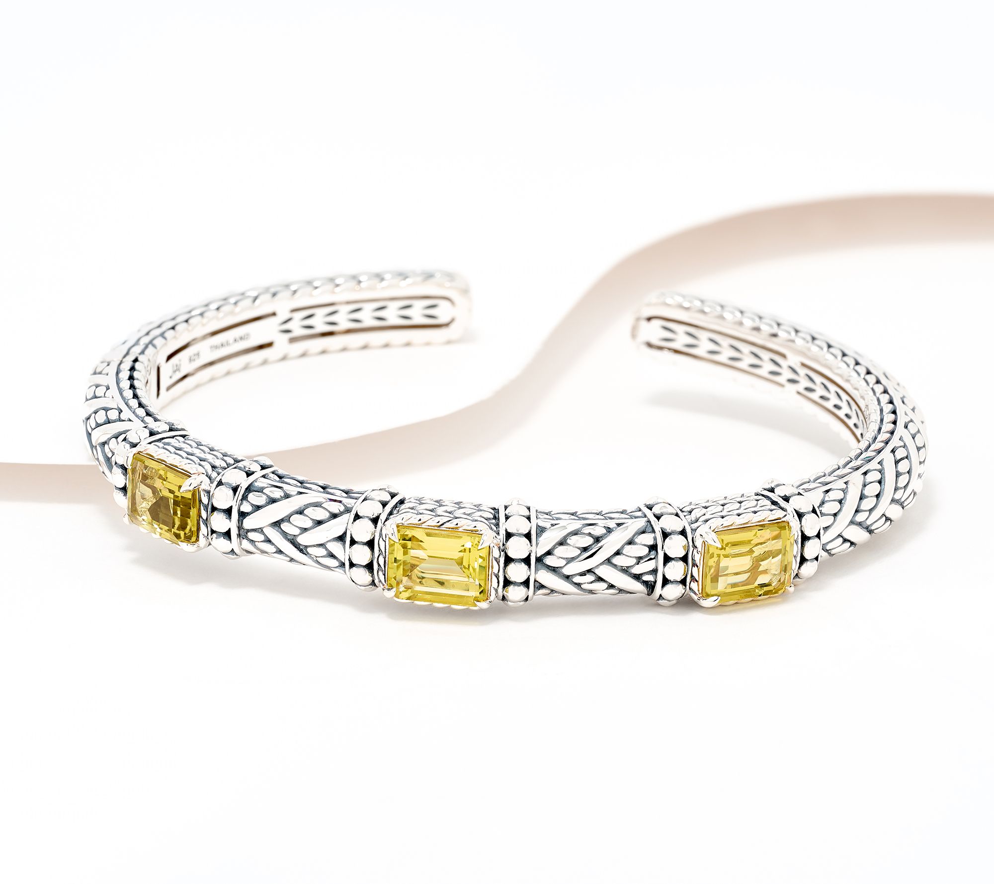 JAI Sterling Silver Legacy & Hammered Bead Cuff