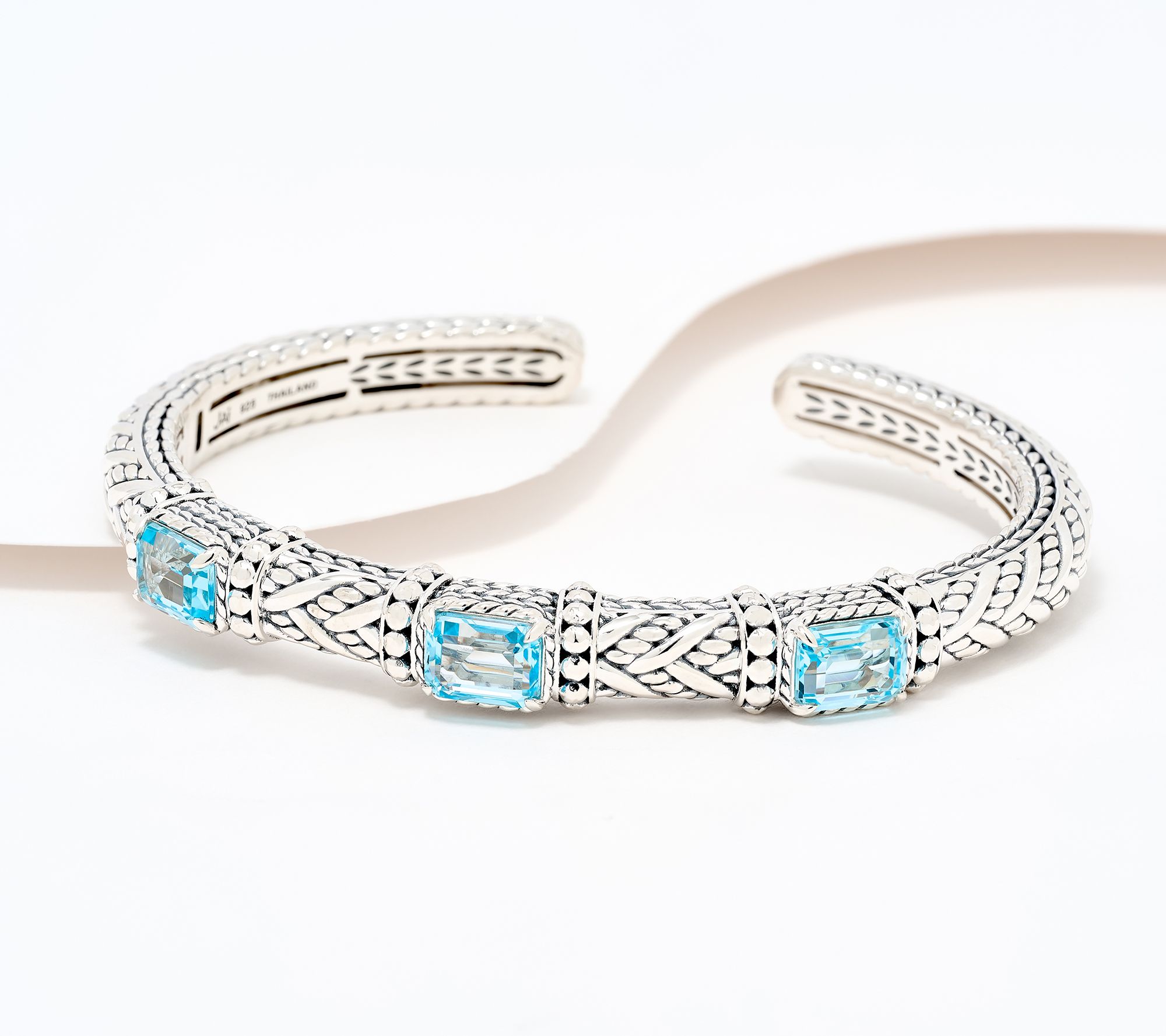 JAI Sterling Silver Legacy & Hammered Bead Cuff