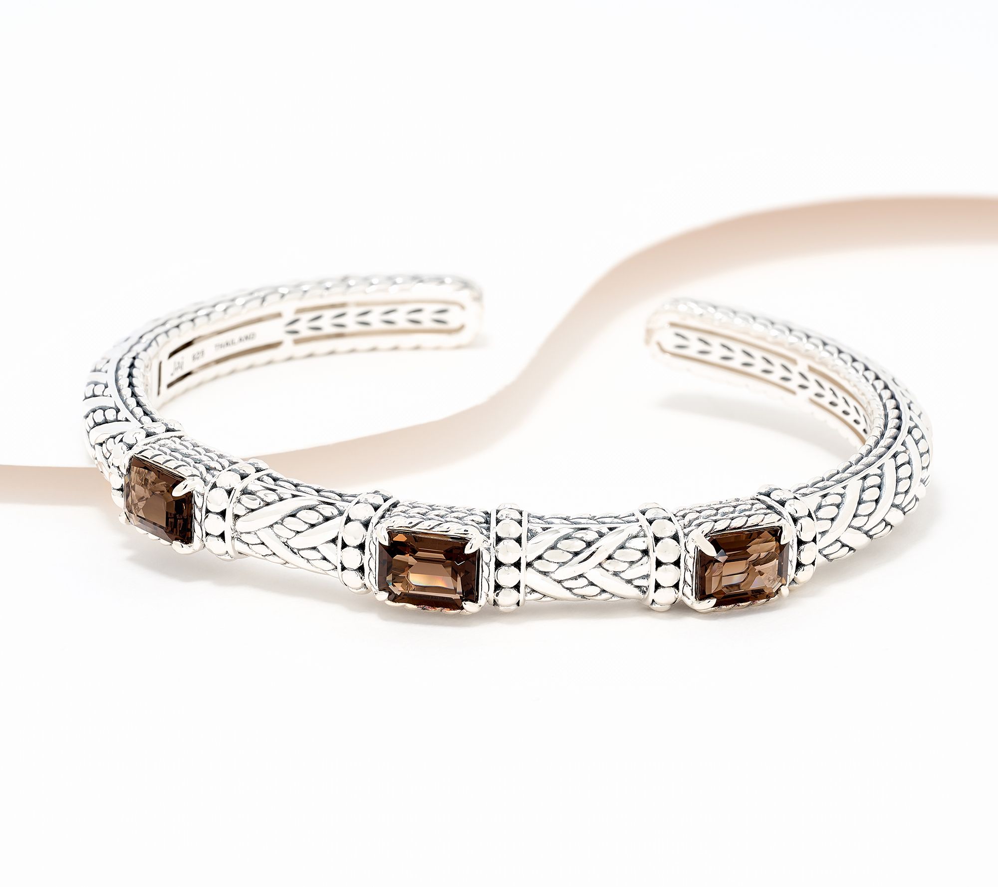 JAI Sterling Silver Legacy & Hammered Bead Cuff