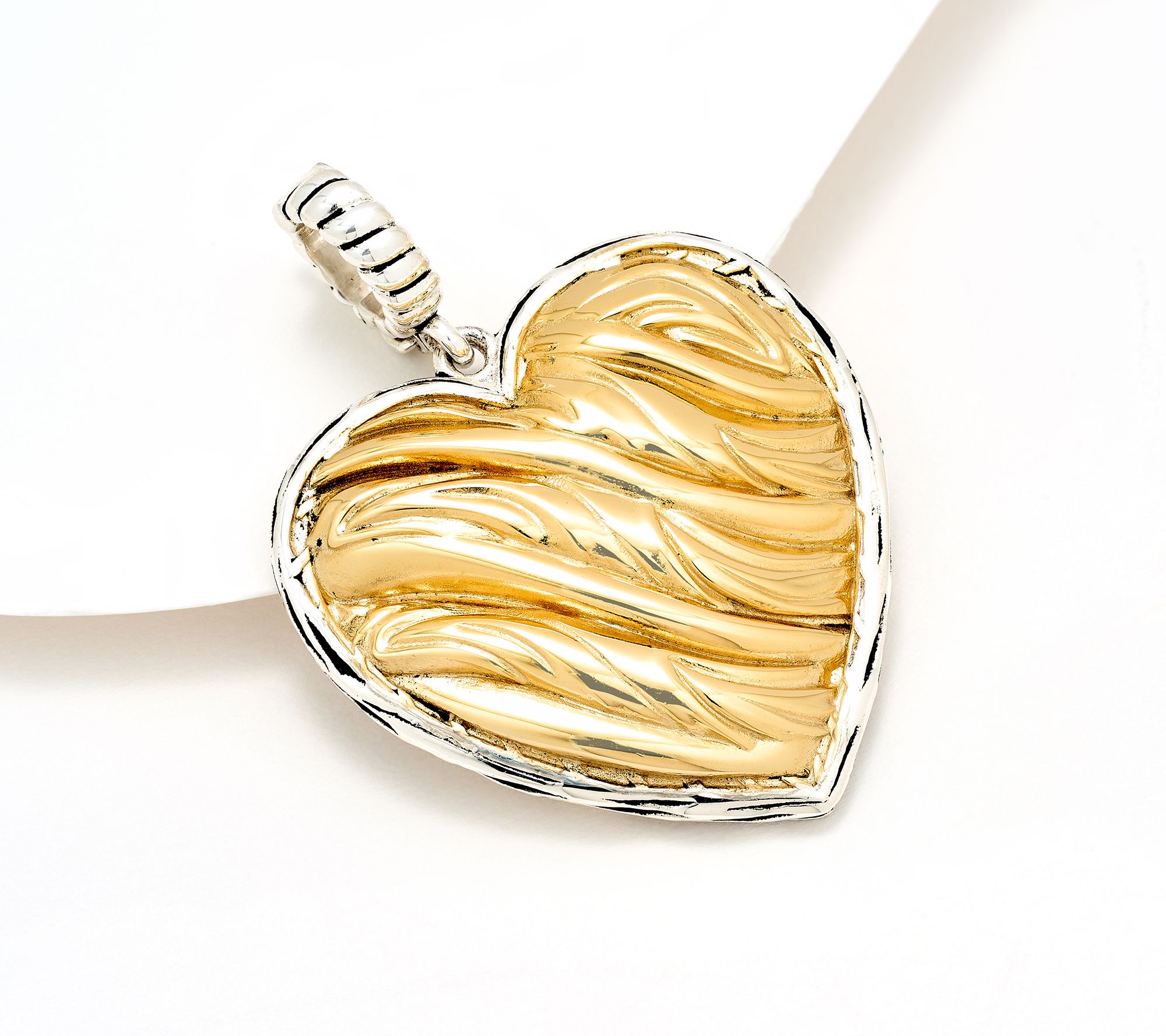 Christian James by Scott Grimes Two-tone 1-1/2" Ripple Heart Enhancer 12.6g