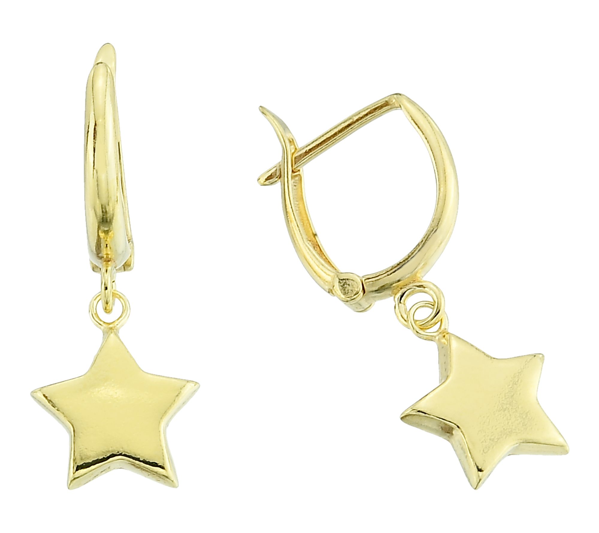 Silver Style Star Drop Hoop Earrings, Sterling - QVC.com