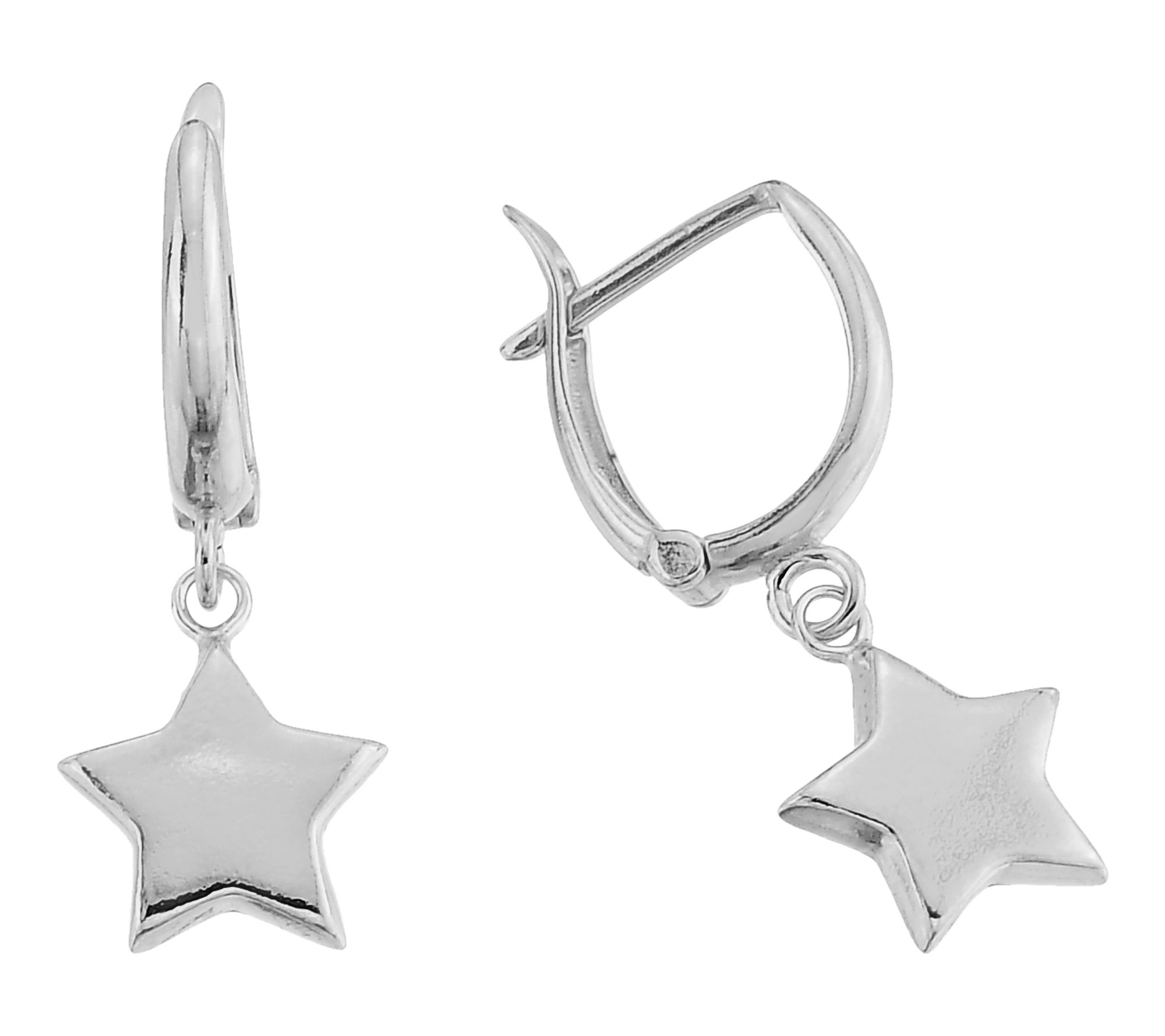 Silver Style Star Drop Hoop Earrings, Sterling