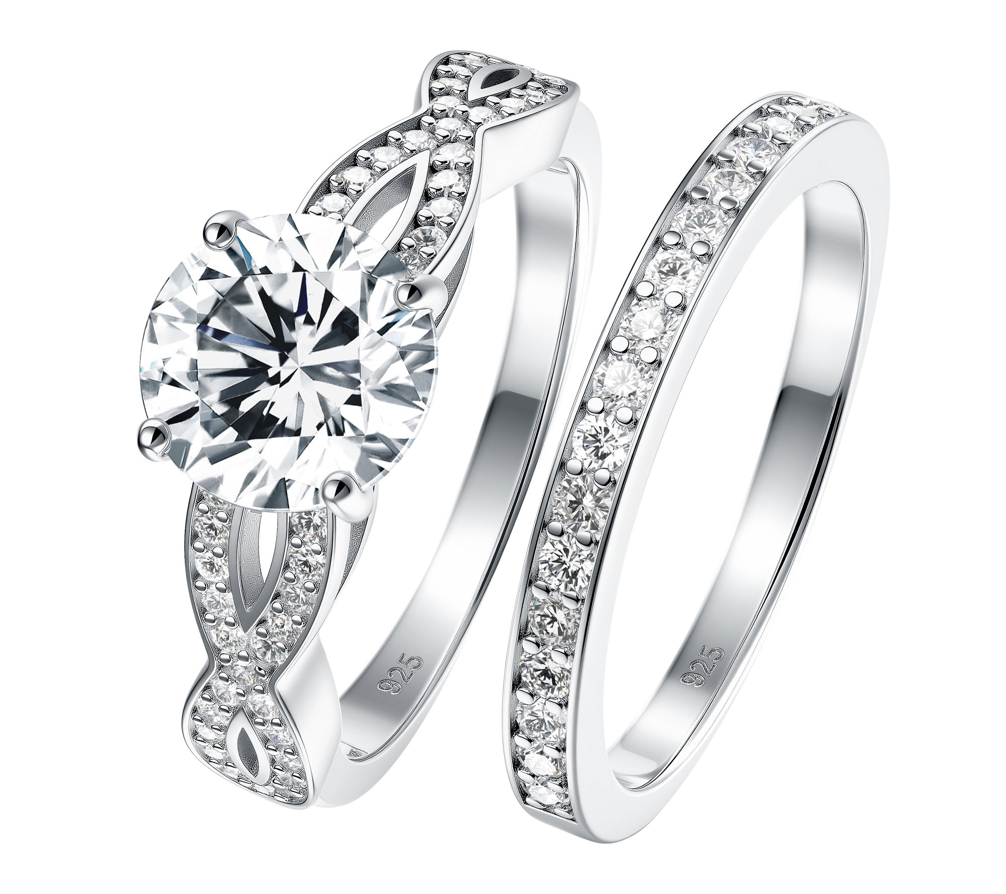 Diamonique 2.80 cttw Solitare Infinity Ring Set,Sterling