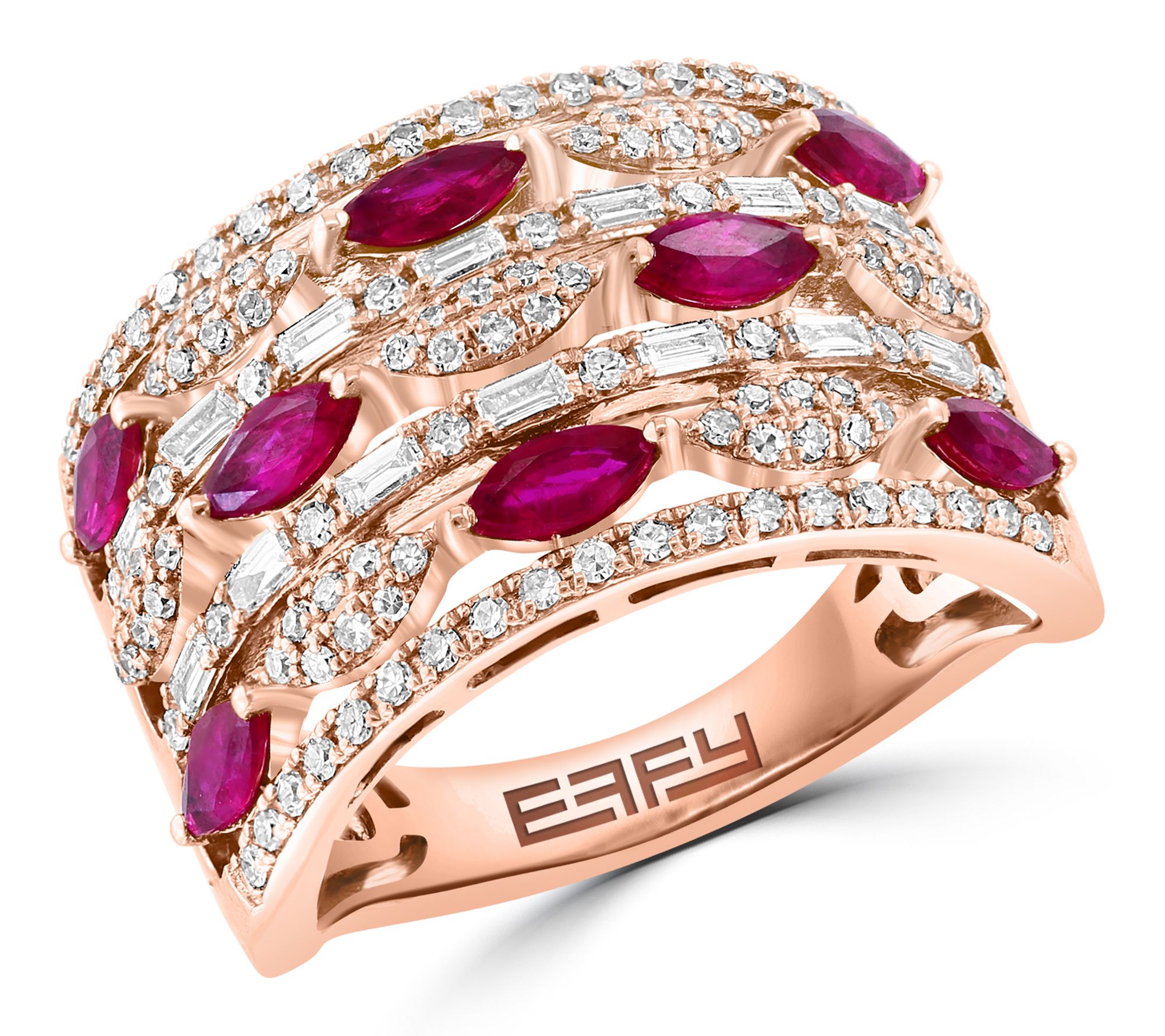 Effy Marquise Ruby & Diamond Multi-Row Ring, 14K Rose Gold
