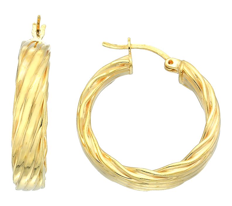 Silver Style Textured Hoop Earring 1"