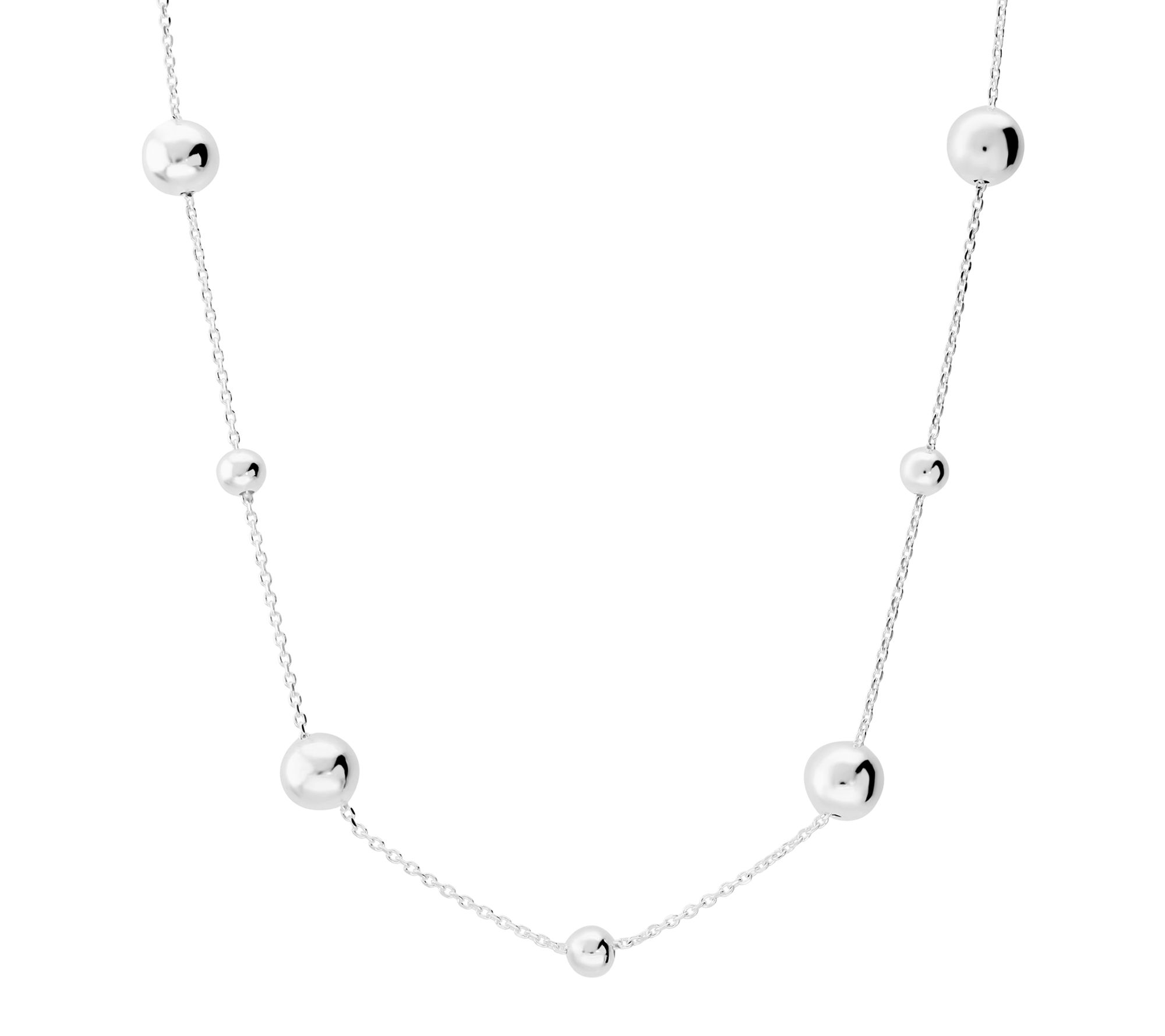 Ultrafine 950 Silver 24" Polished Bead StationNecklace