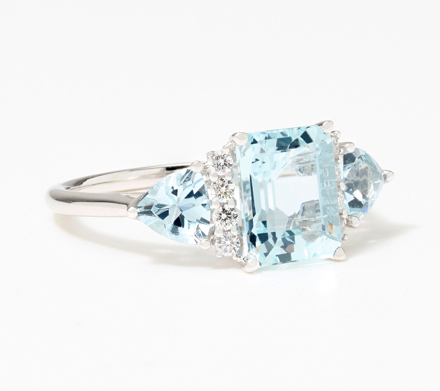 Effy 14K White Gold Aquamarine 3 Stone Ring