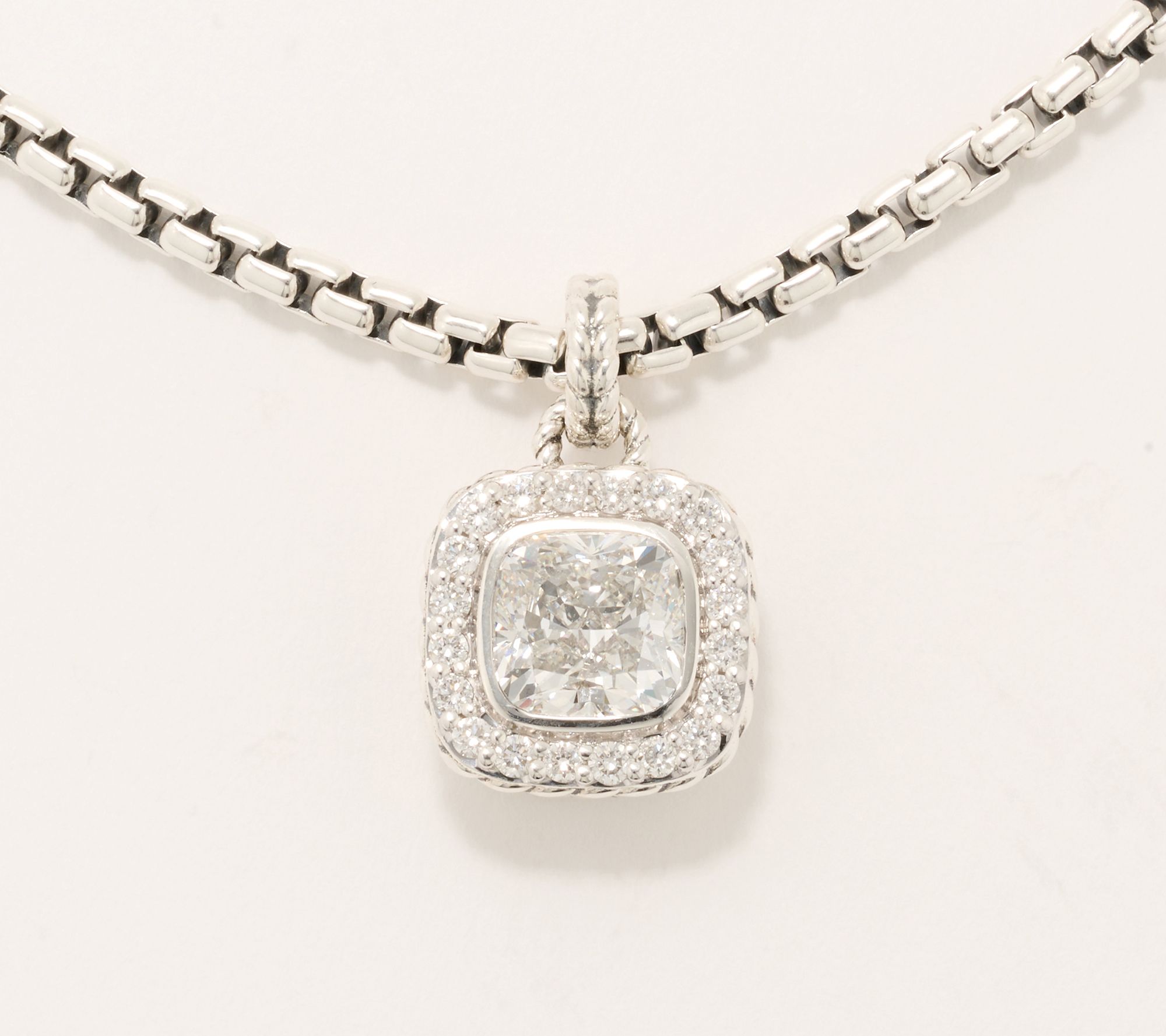 JAI Sterling Silver Lab Grown Diamond Box Chain Necklace 2.3ctw