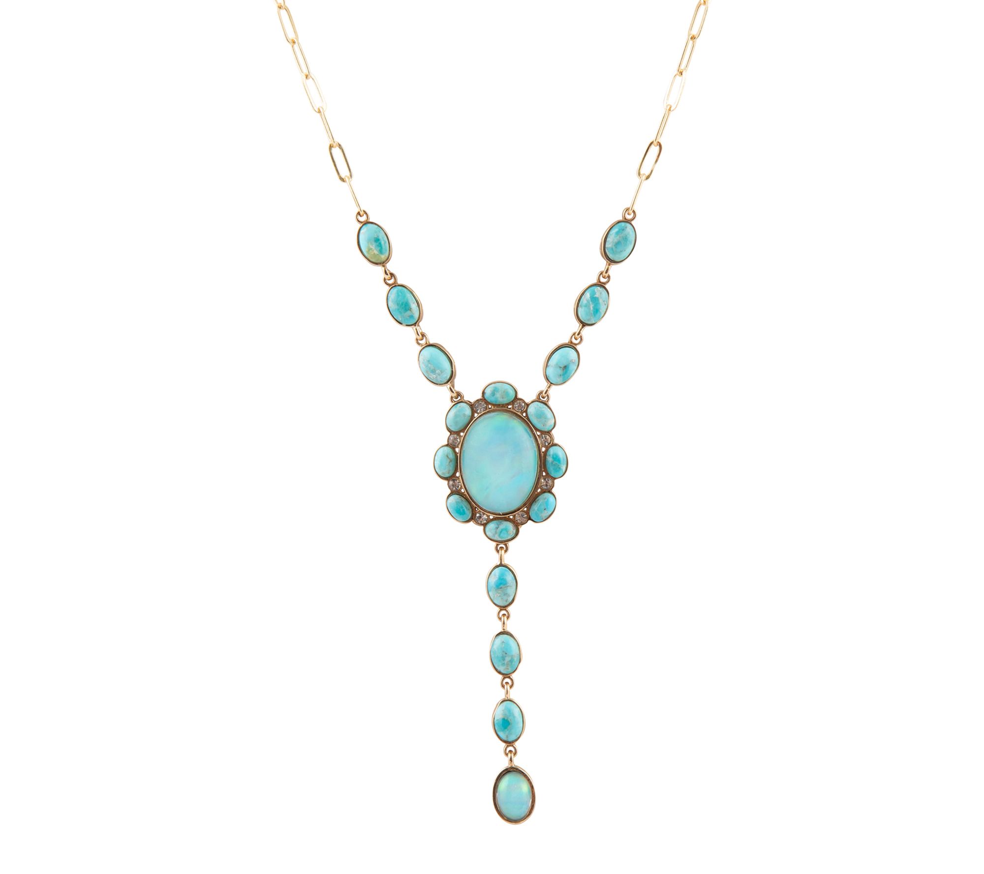 Barse Artisan Crafted Aurora Blue Opal Statement Y-Necklace