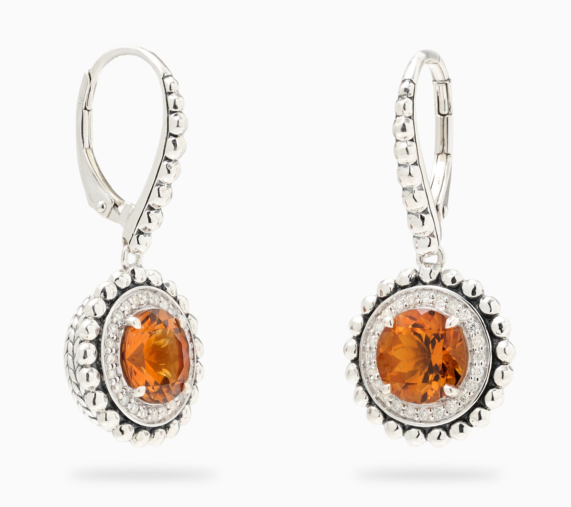 JAI Sterling Silver Gemstone & Diamond Shimmer Bead Earrings