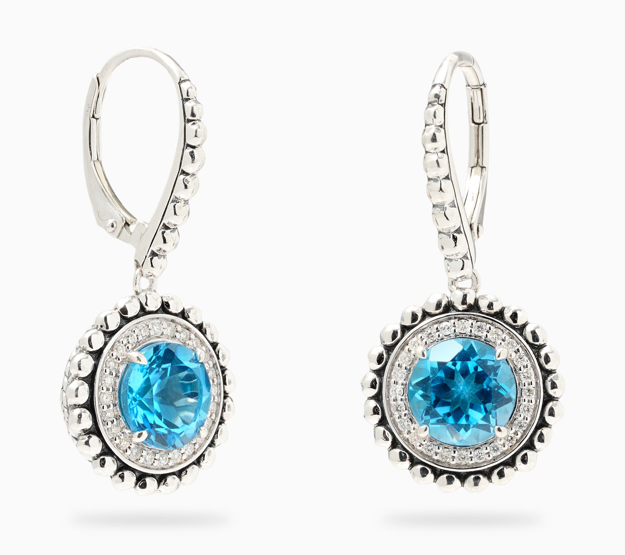 JAI Sterling Silver Gemstone & Diamond Shimmer Bead Earrings