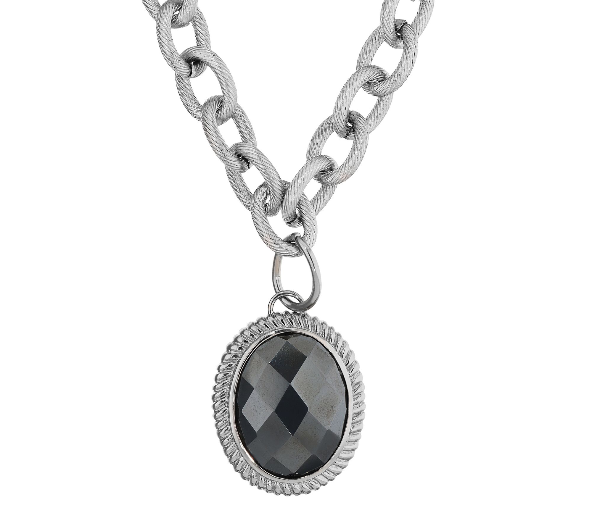 Steel By Design Hematite Pendant w/ Textured 18" Necklace