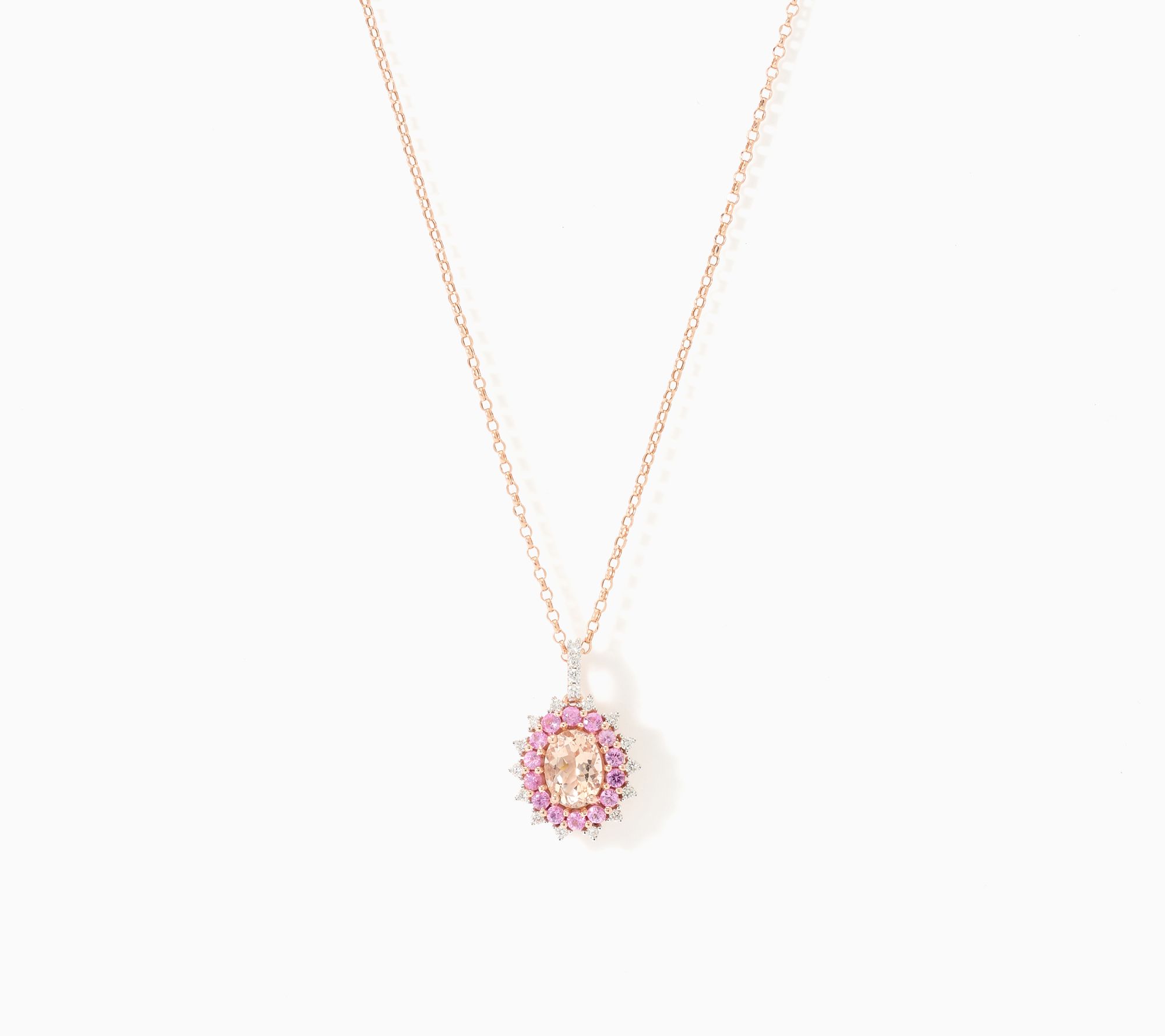 Kallati Morganite & Pink Sapphire Floral Shape Necklace, 14k