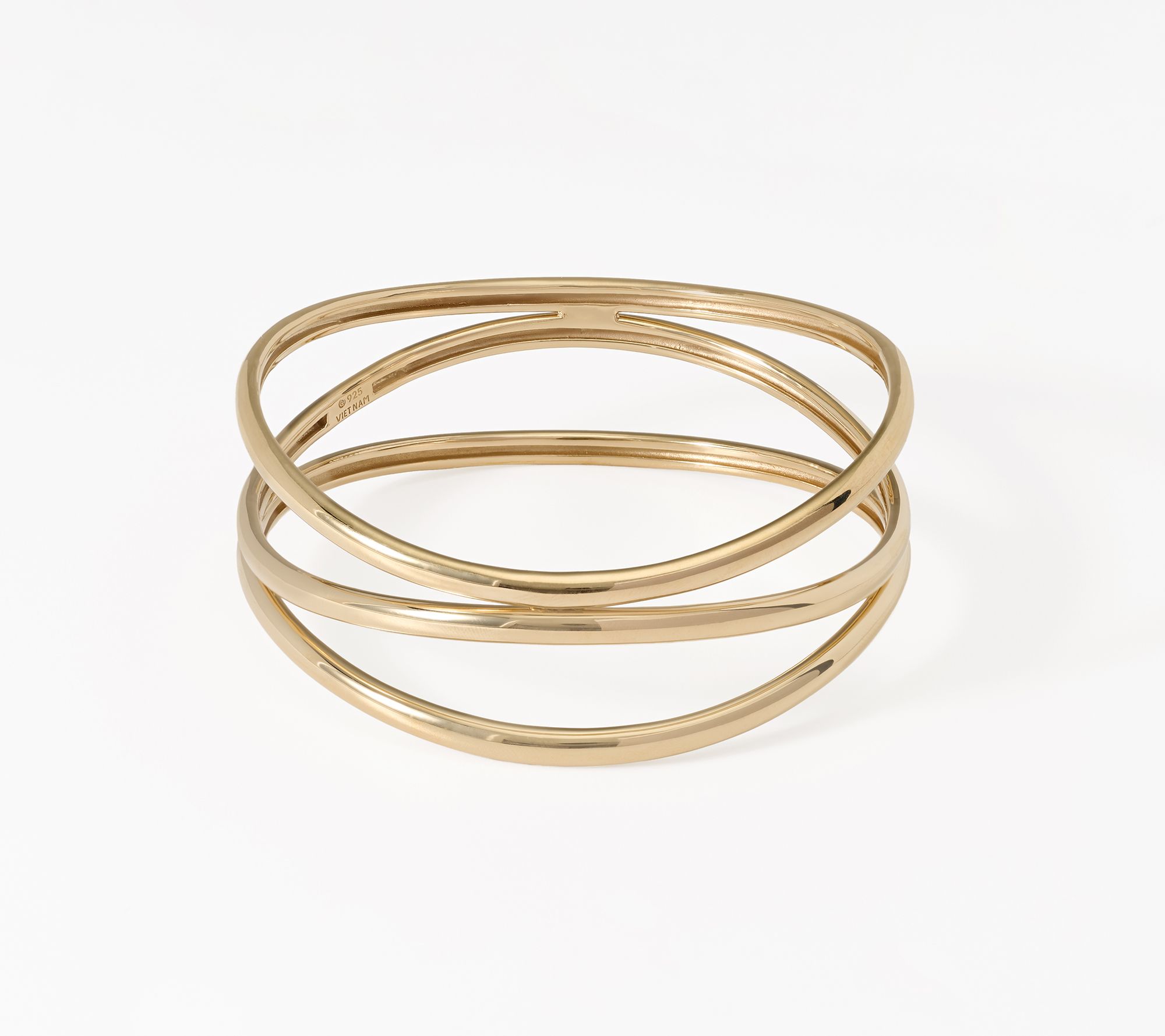 Silver Style Crossover Cage Slip On Bracelet, Sterling Silver