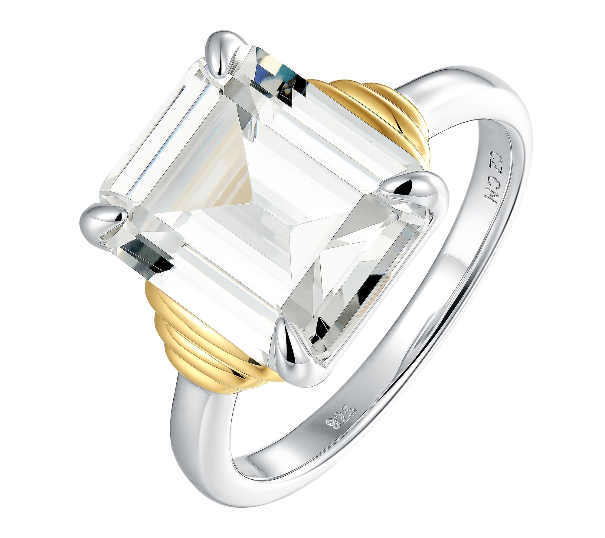 Diamonique x Jennifer Miller Emerald Cut Ring, Sterling Silver