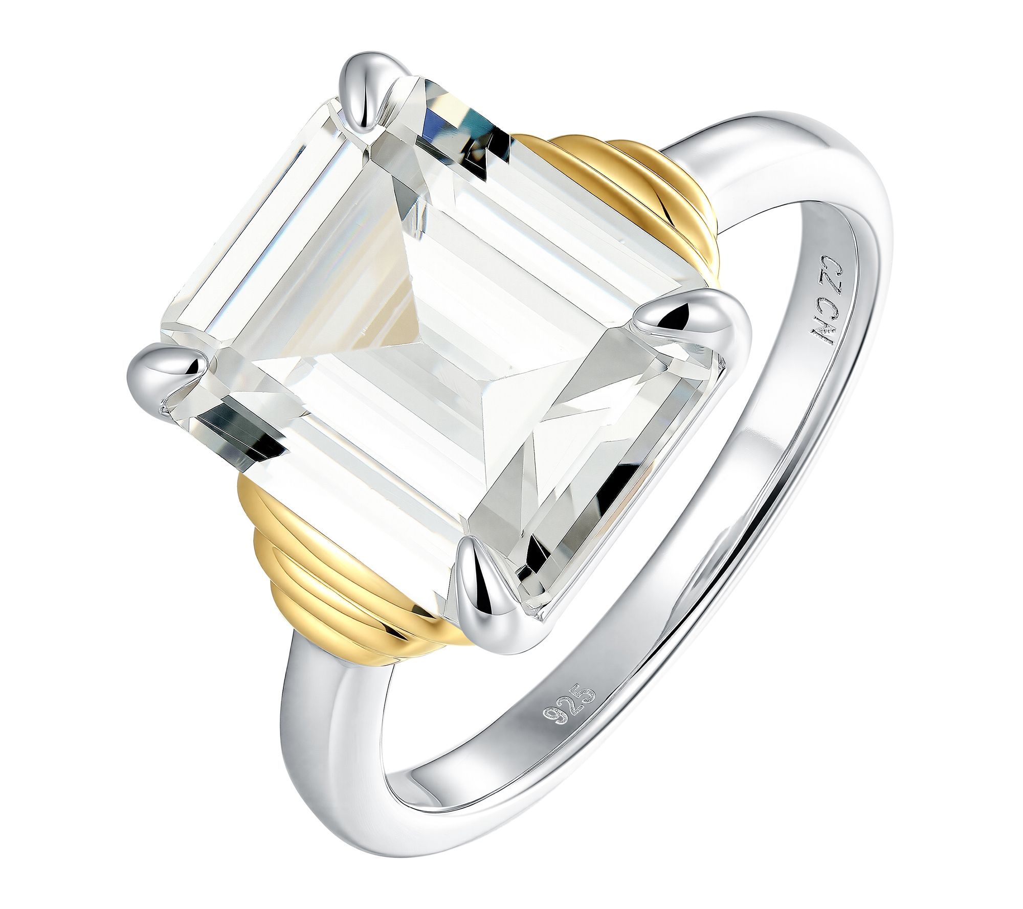 Diamonique x Jennifer Miller Emerald Cut Ring, Sterling Silver