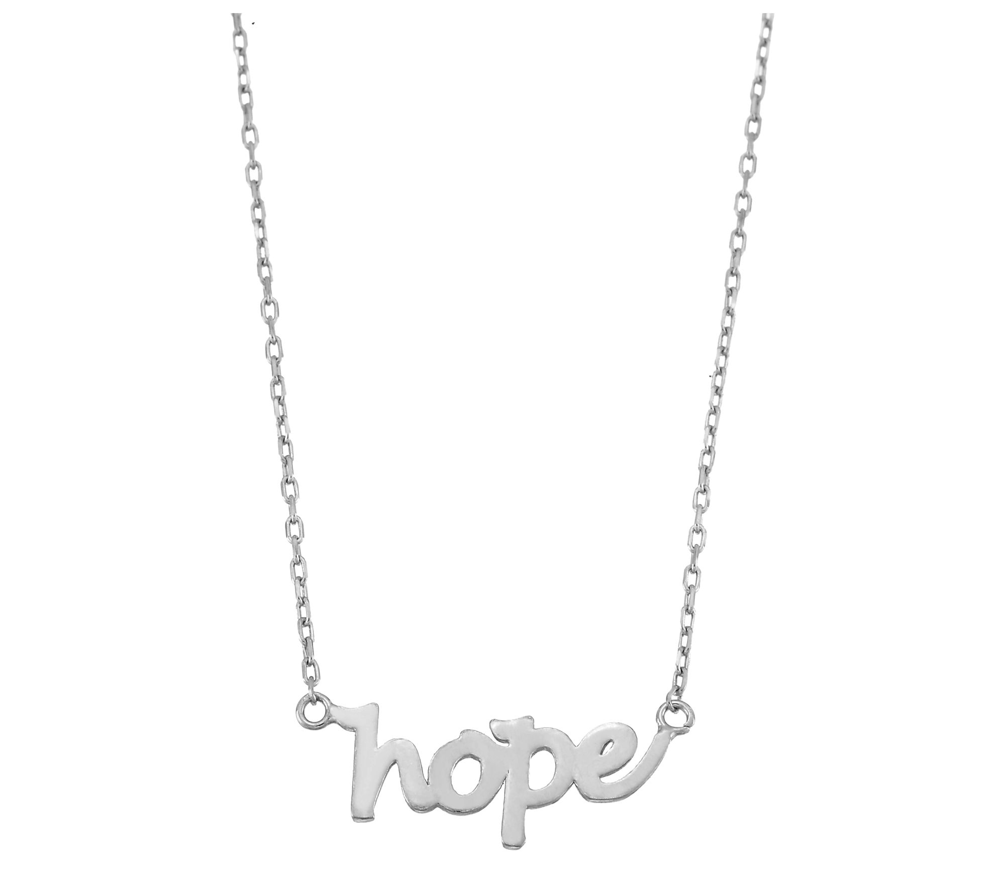 Silver Style  Hand Script Hope Necklace, Sterling Silver