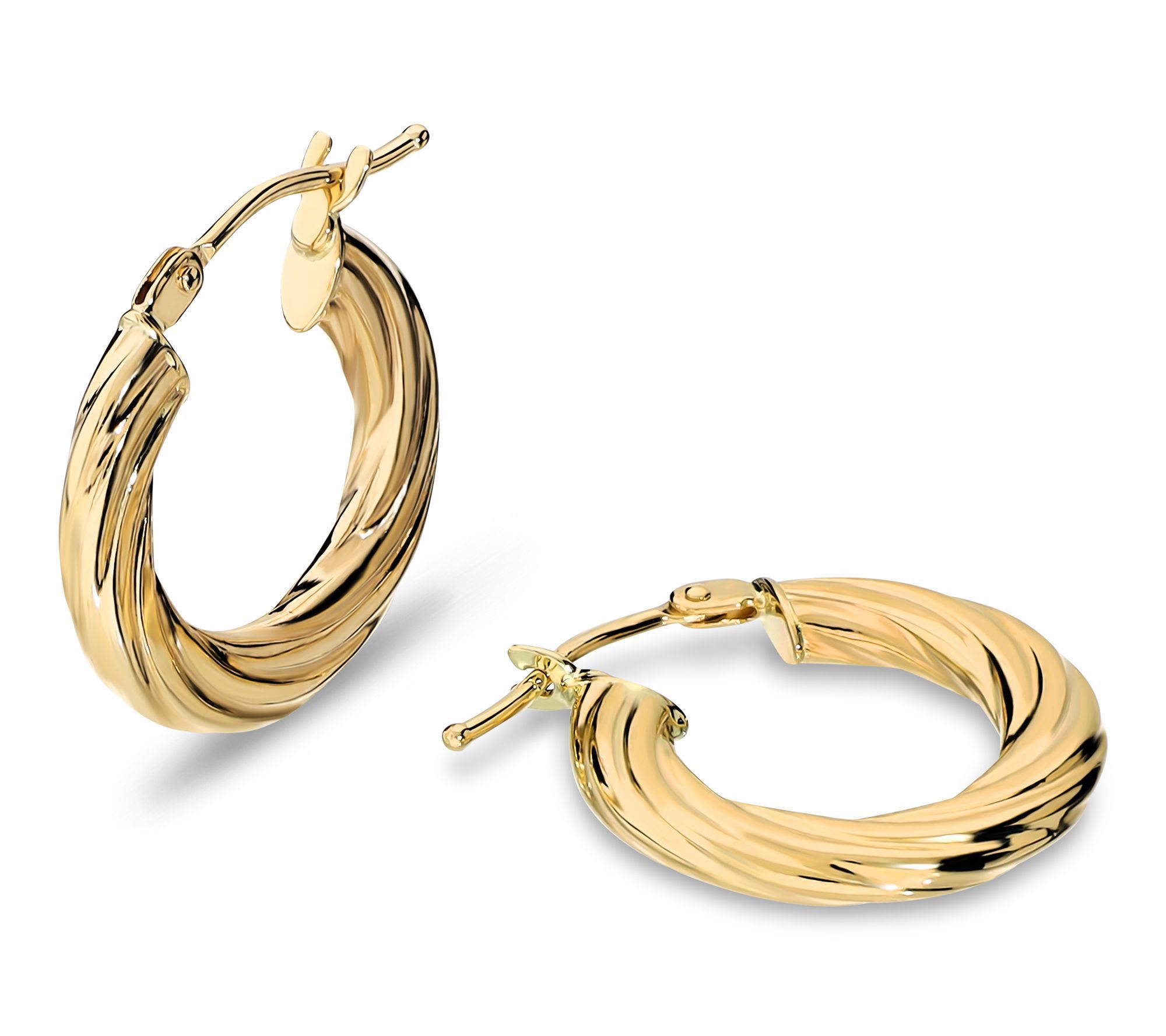 Italian Gold 1/2" Torchon Hoop Earrings, 14K