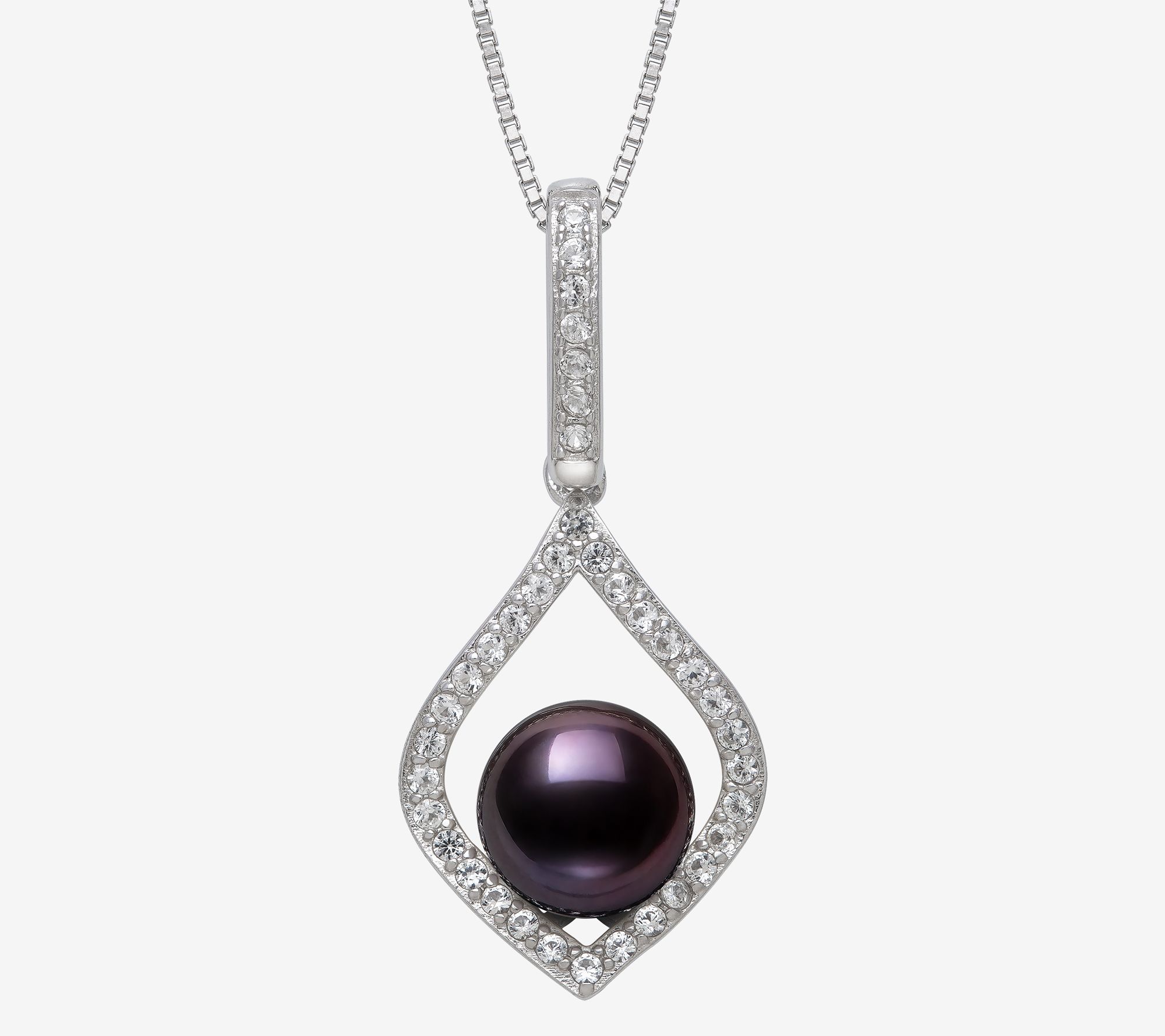 Amour De Pearl Cultured Pearl Open Pendant w/ Chain, Sterling