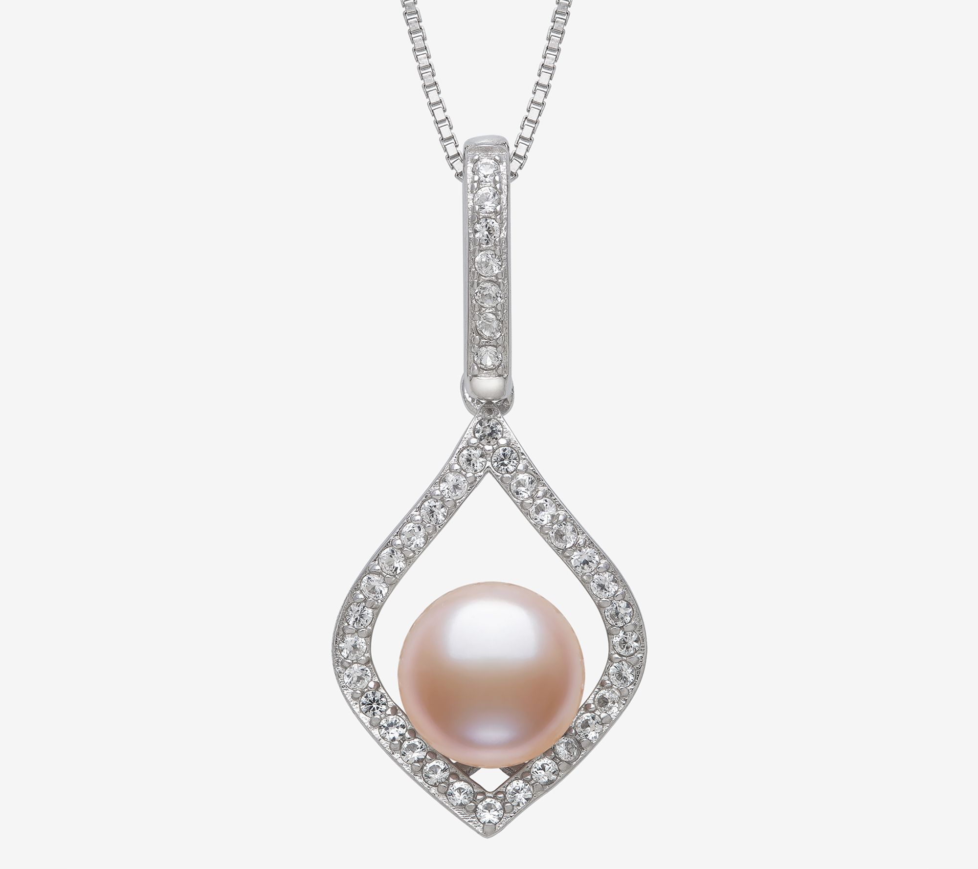 Amour De Pearl Cultured Pearl Open Pendant w/ Chain, Sterling