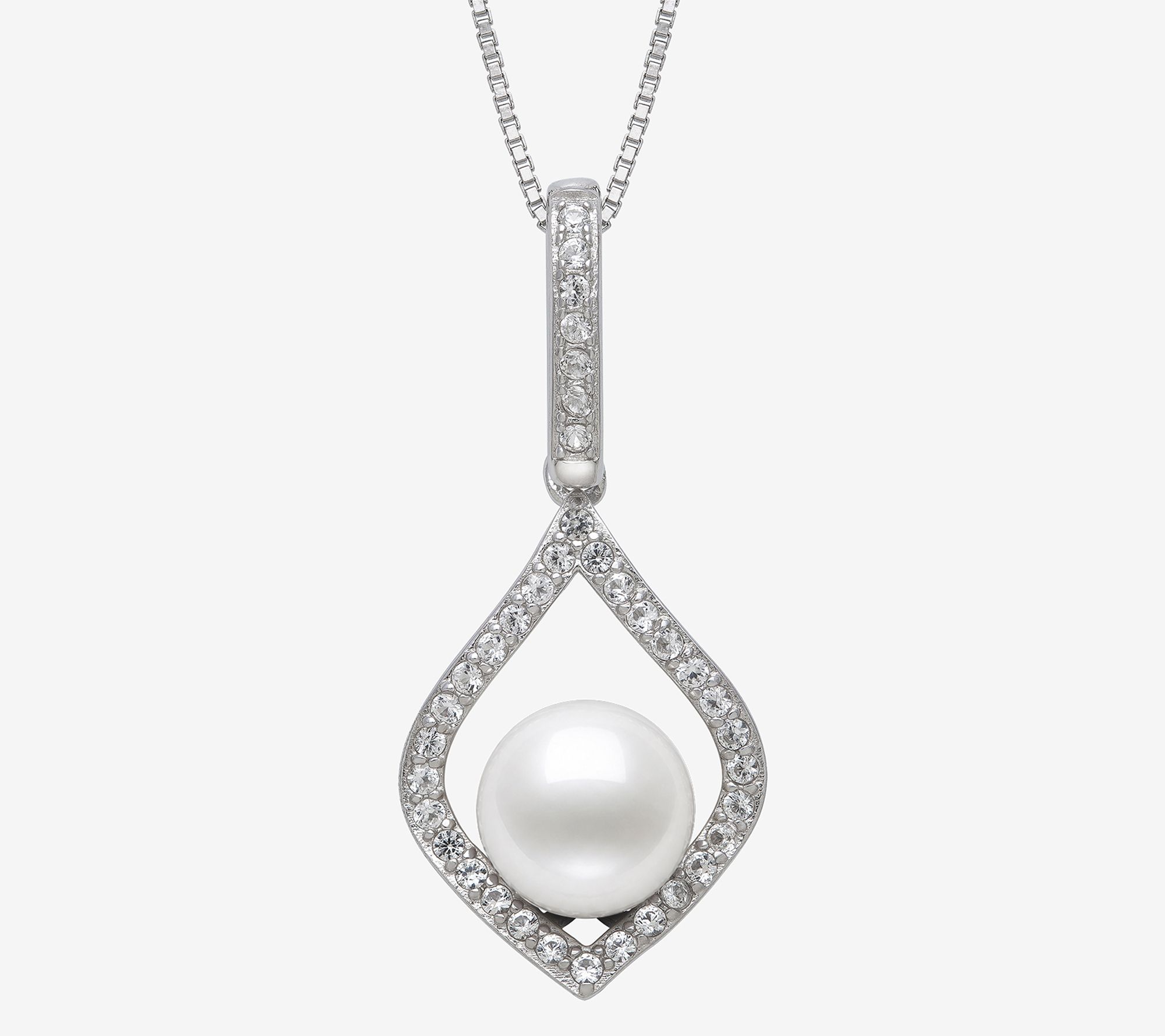 Amour De Pearl Cultured Pearl Open Pendant w/ Chain, Sterling