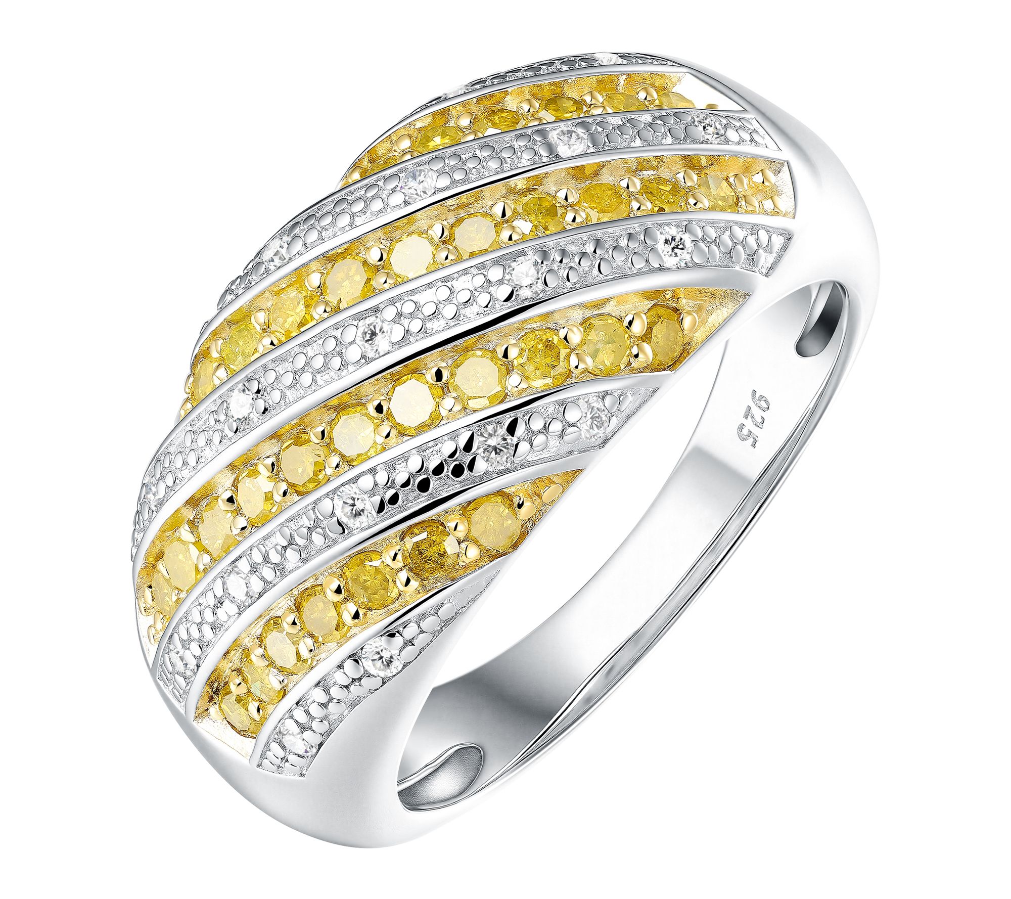 Affinity Diamond Yellow Diamond Diagonal Dome Ring, Sterling